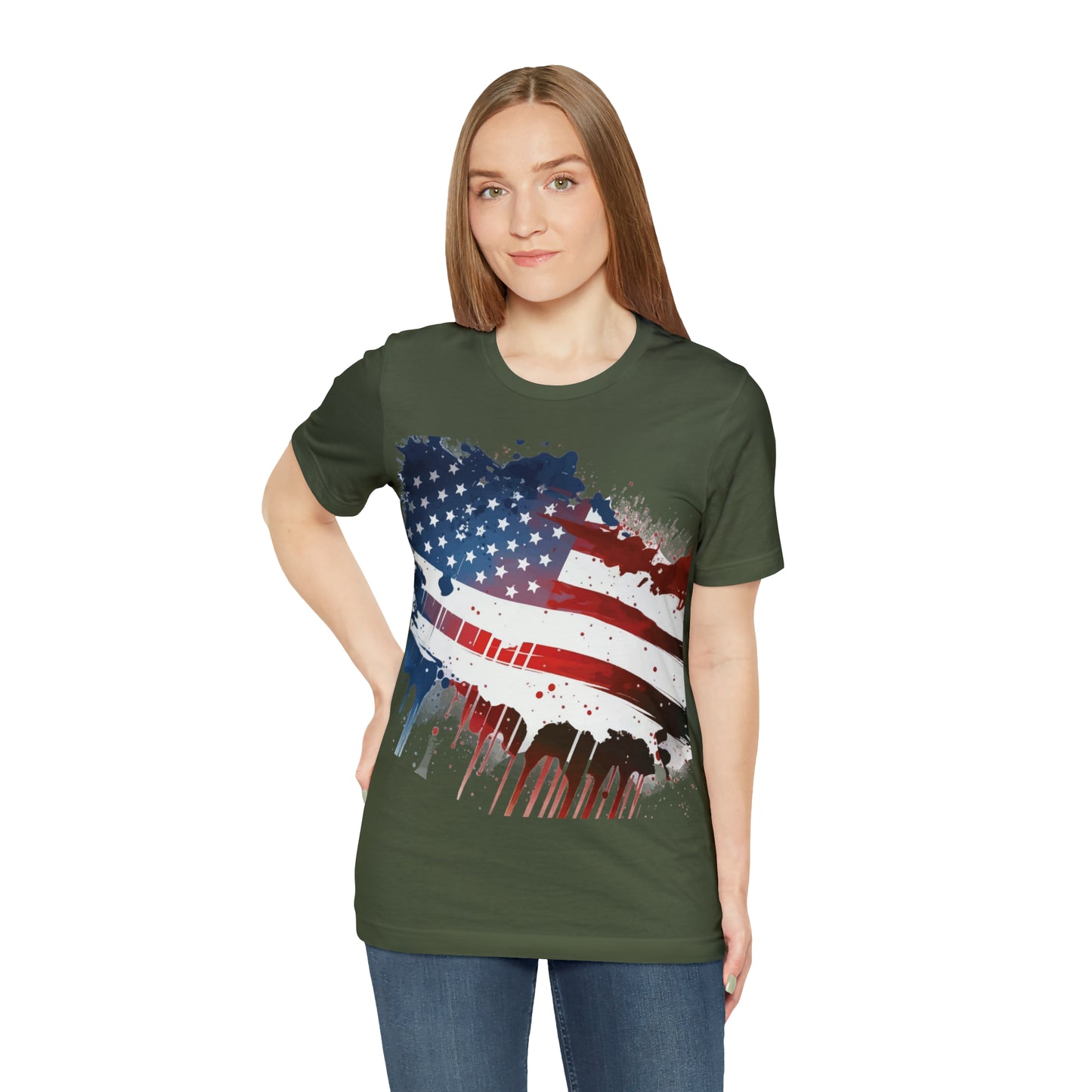 American Flag Unisex Jersey Short Sleeve Tee Patriotic July 4th