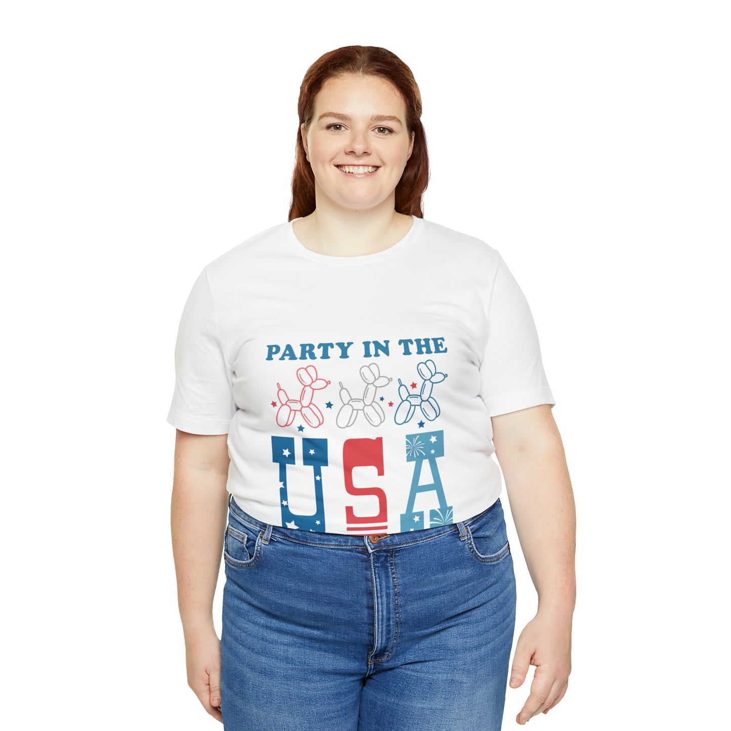 4th of July Party in the USA Unisex Jersey Short Sleeve Tee Patriotic American Flag Retro