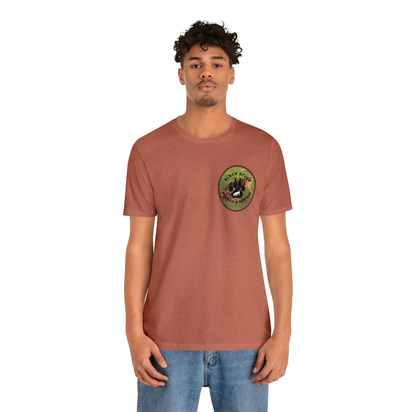 Black River Search & Rescue Logo with Lucy Unisex Jersey Short Sleeve Tee