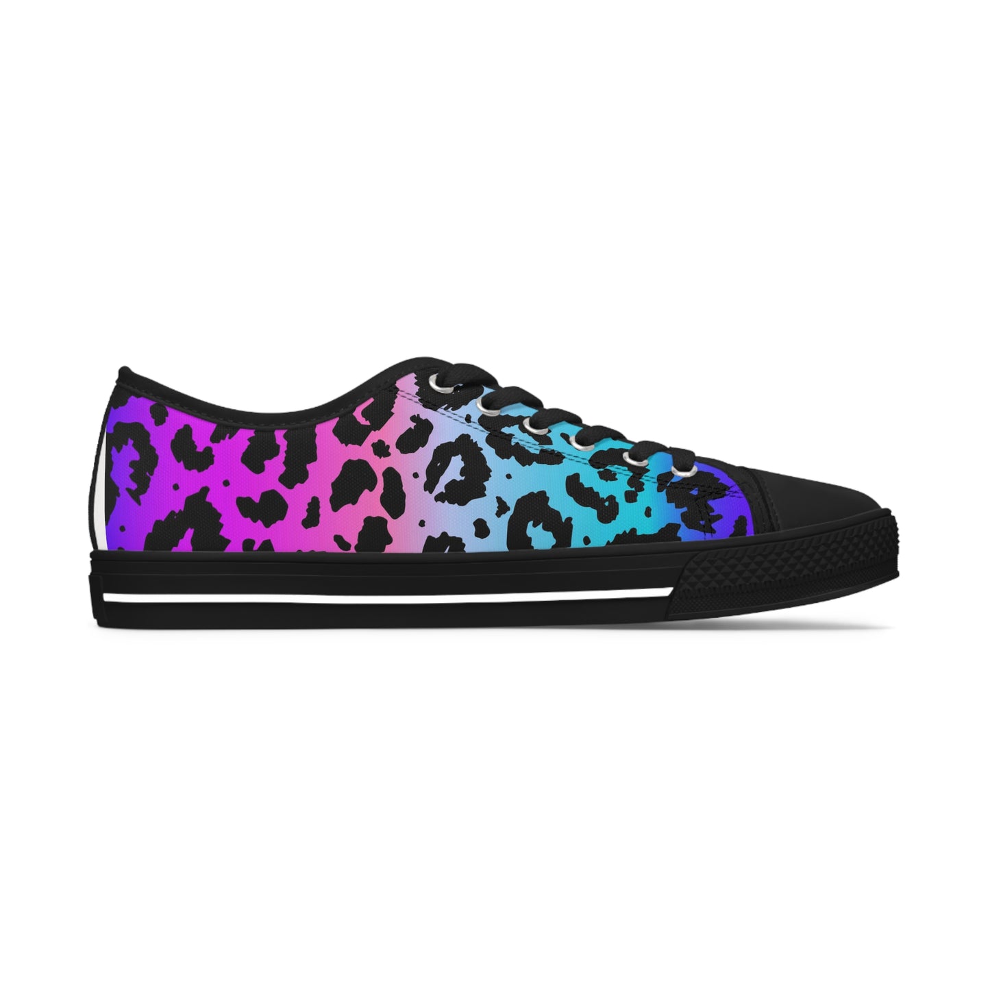 Women's Low Top Sneakers, Pink, Purple, Aqua, Leopard