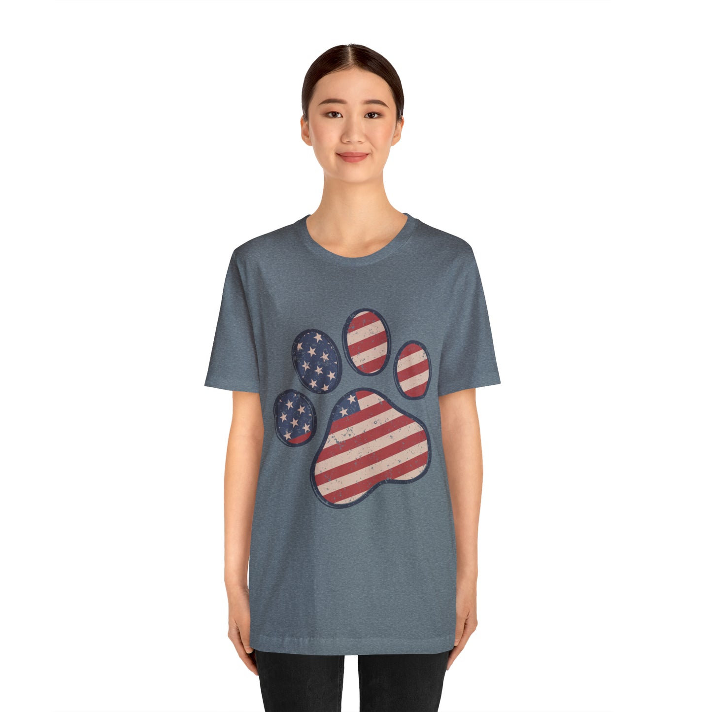 4th of July Pawprint Unisex Jersey Short Sleeve Tee Patriotic American Flag