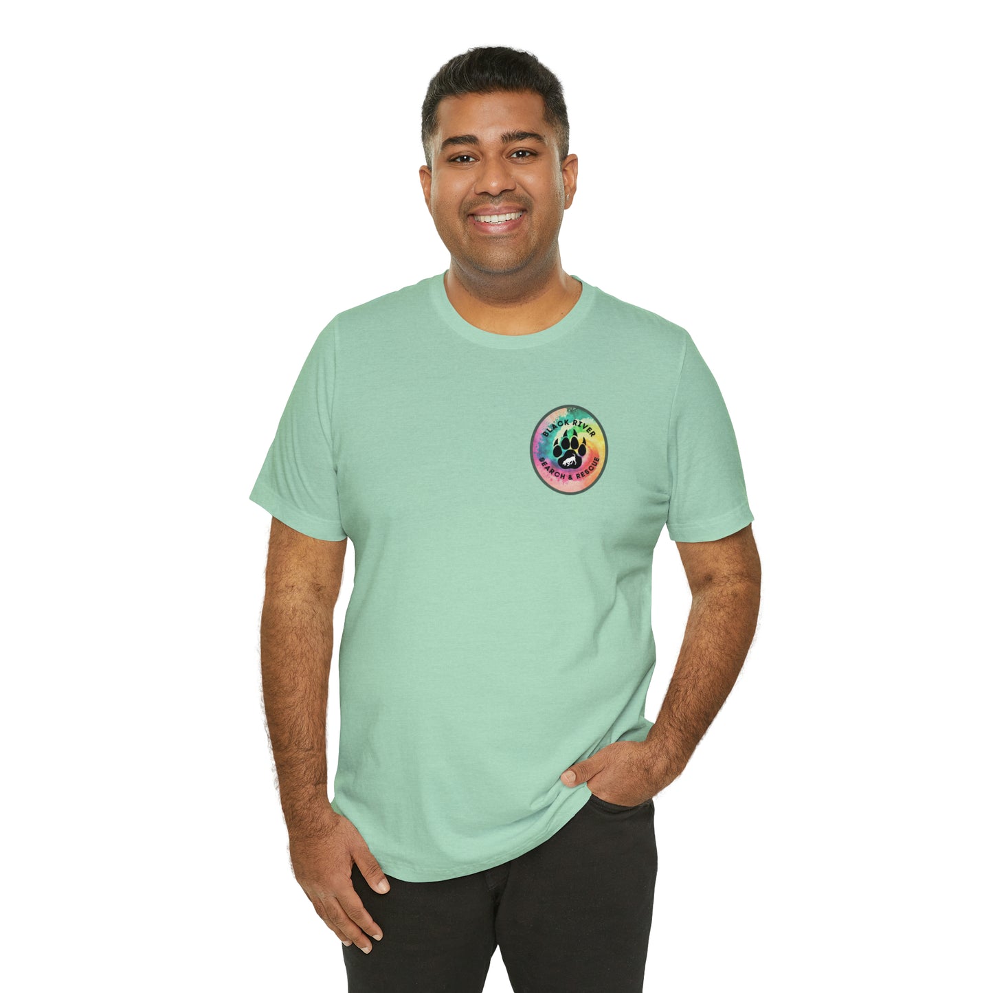 Tie Dye Black River Search & Rescue Logo Unisex Jersey Short Sleeve Tee