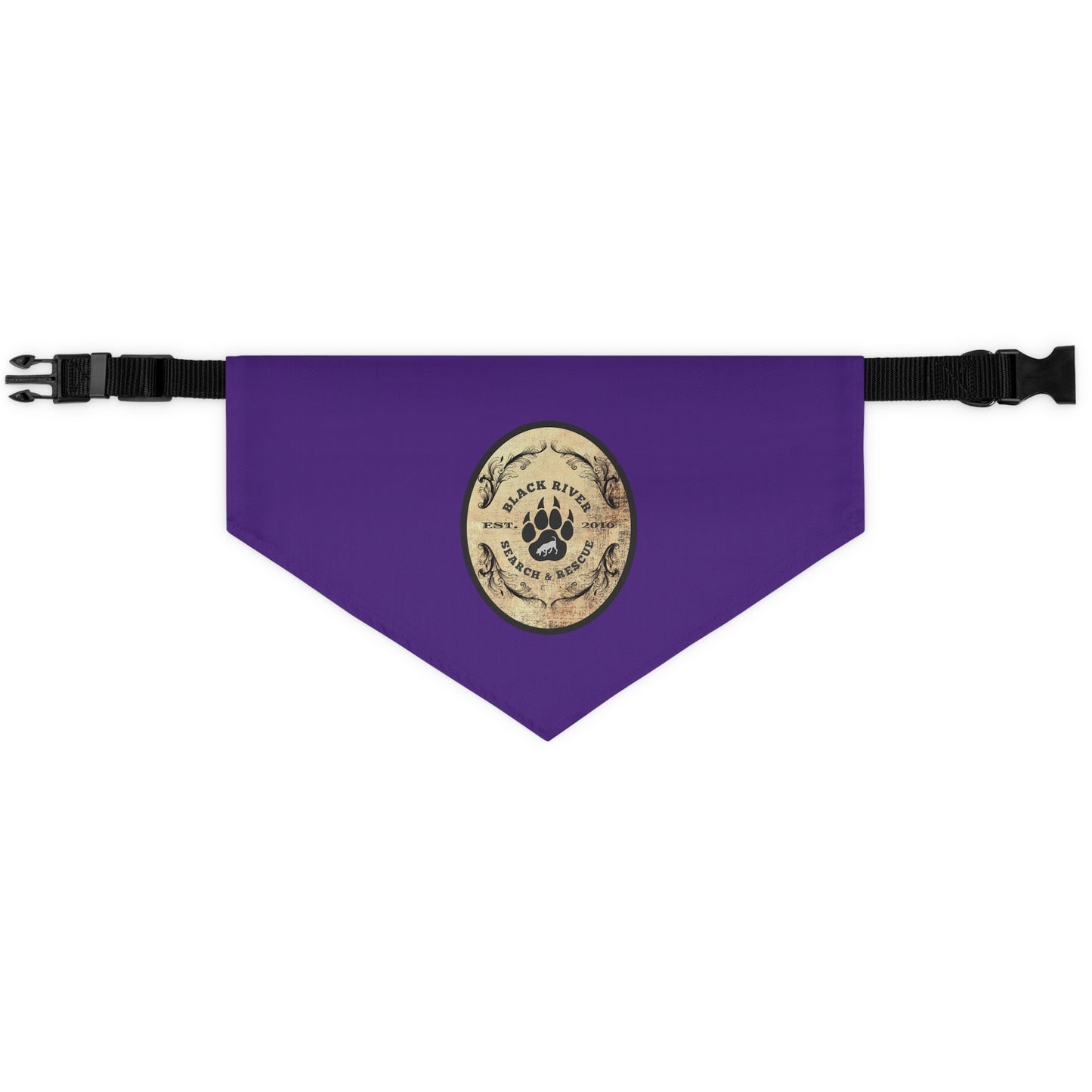 Purple Black River Search & Rescue Logo Pet Bandana Collar