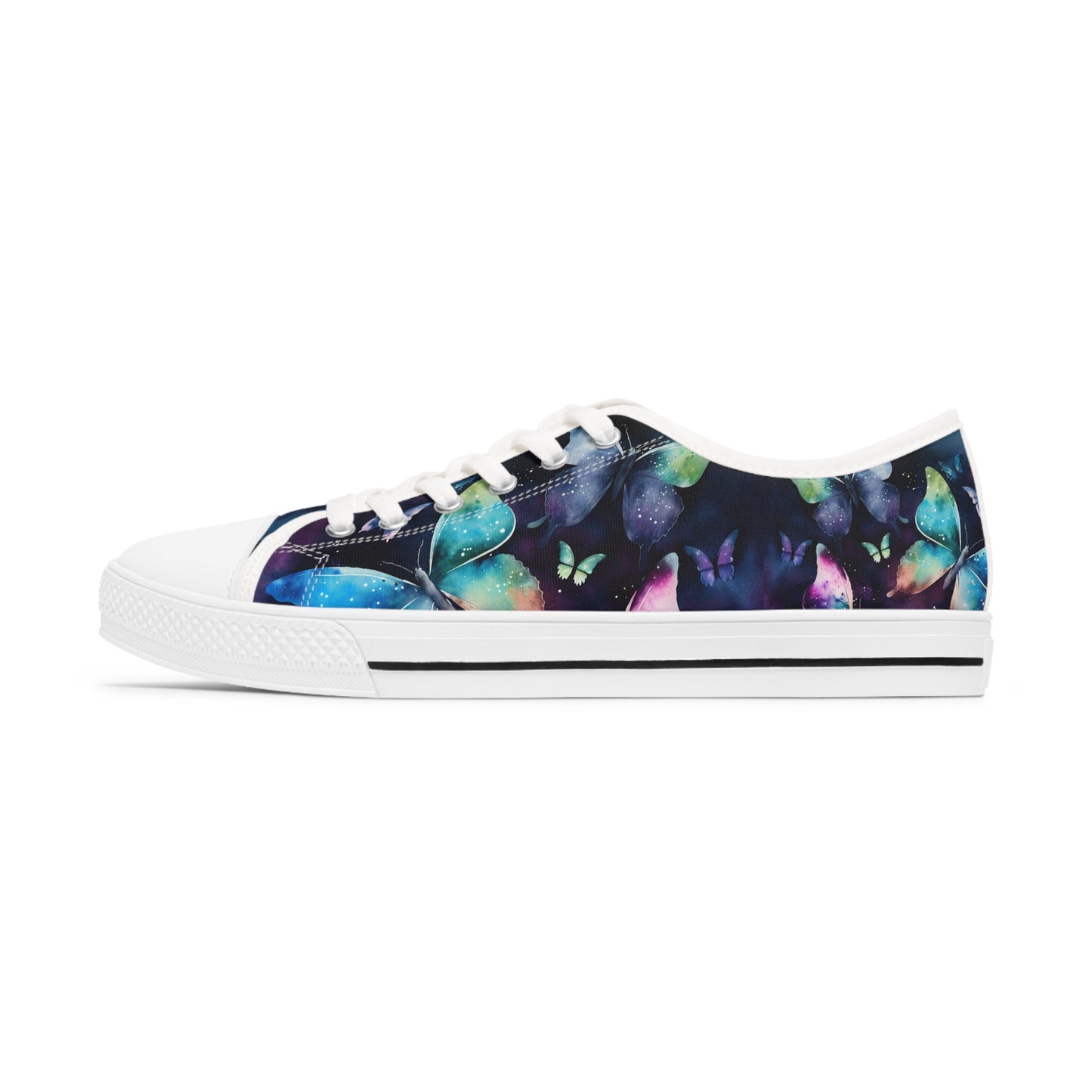 Women's Low Top Sneakers, watercolor butterfly, multi-color