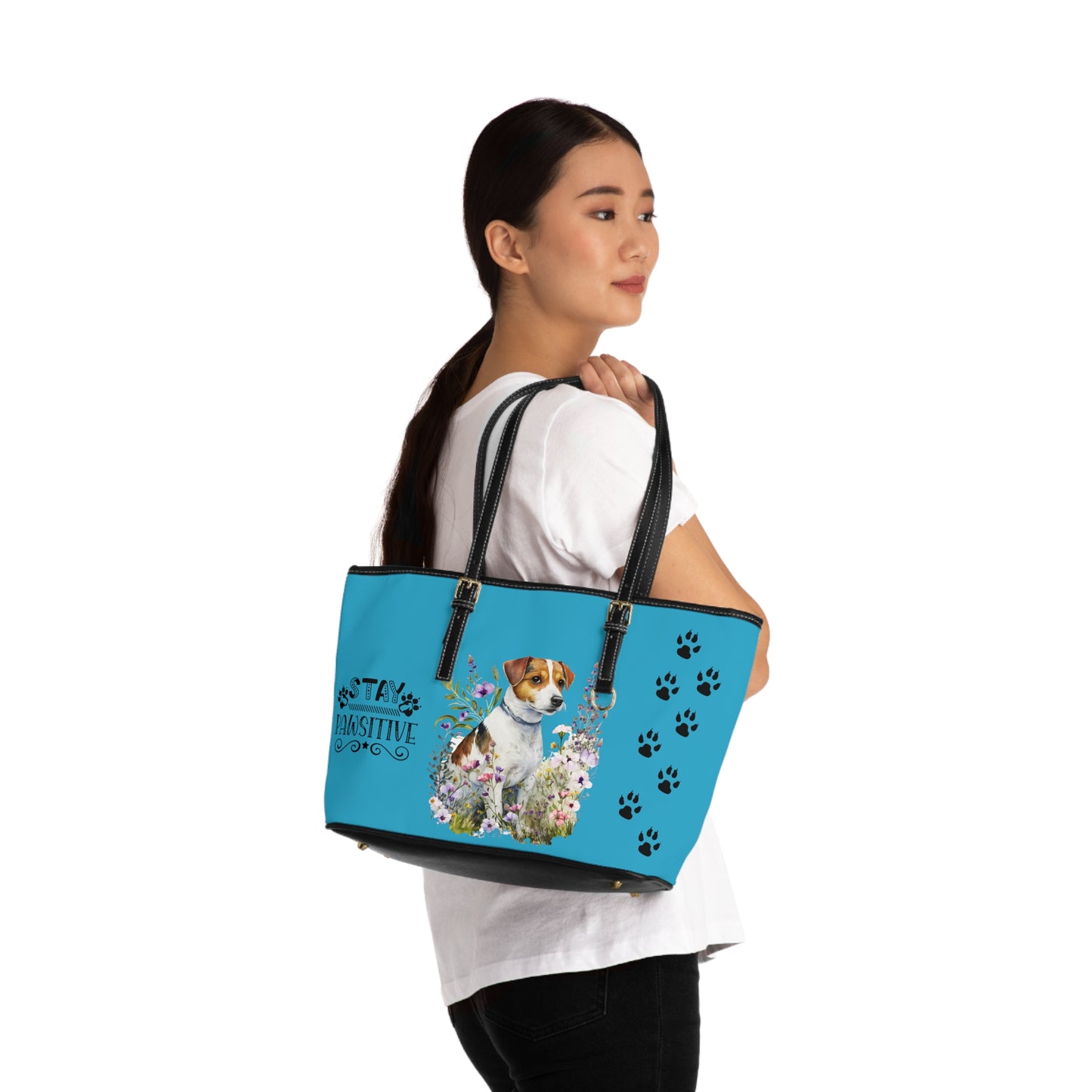 Jack Russell Turquoise Leather Shoulder Bag You had me at Woof Stay Pawsitive