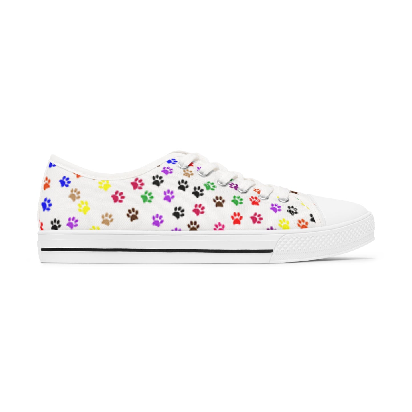 Women's Low Top Sneakers, Dog, Pawprints, Multicolor