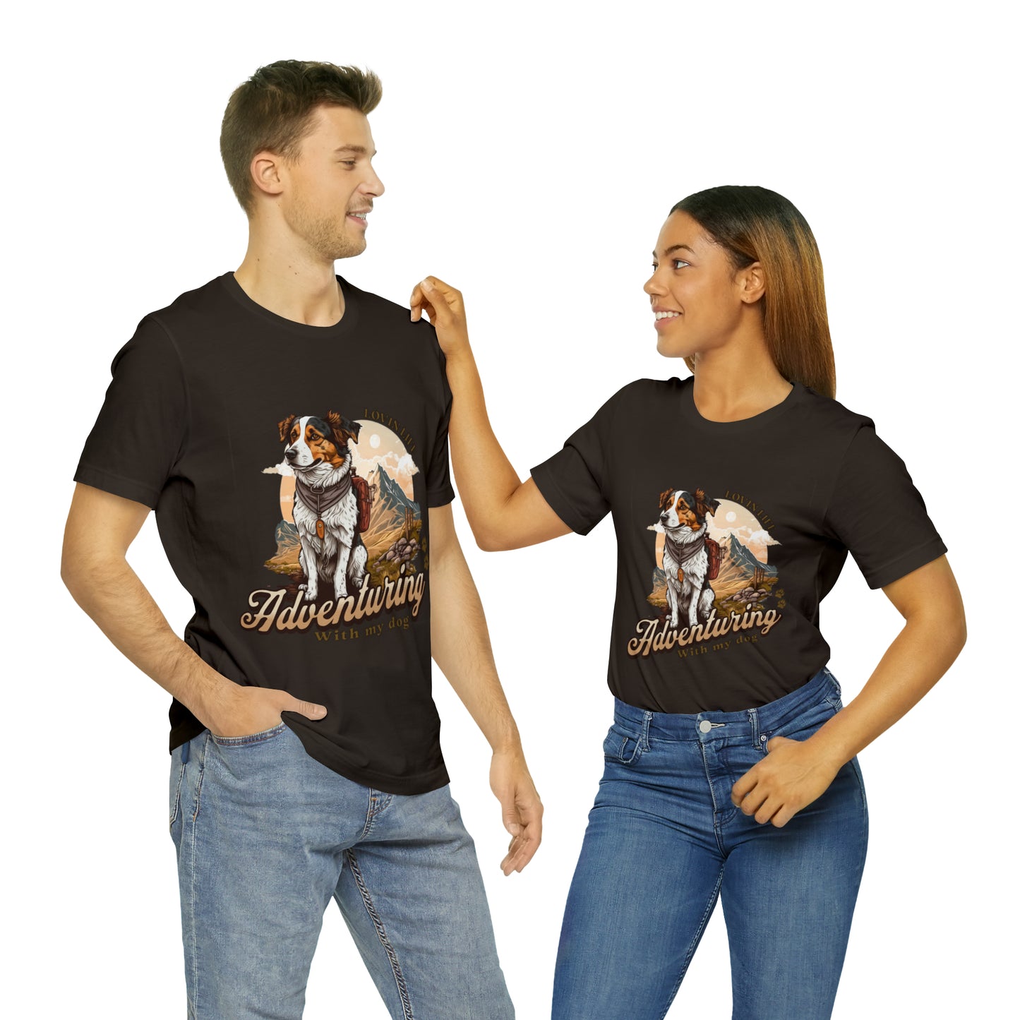 Adventuring with my Dog Short Sleeve Tee, Vintage Outdoor theme