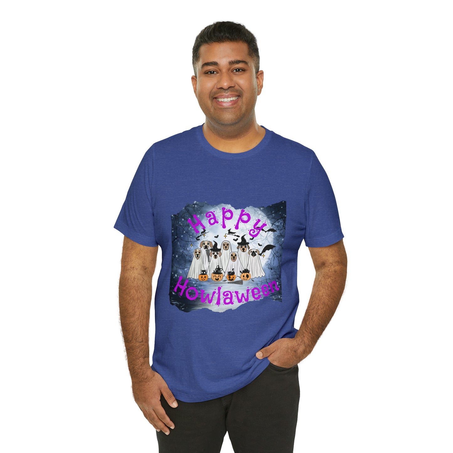 Happy Howlaween Dog Purple Short Sleeve Tee, Halloween shirt