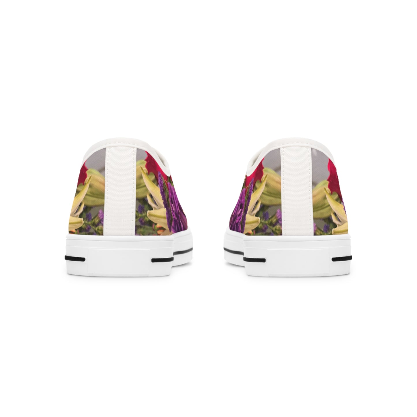 Women's Low Top Sneakers, Roses, Red, Pink, Purple, Flowers