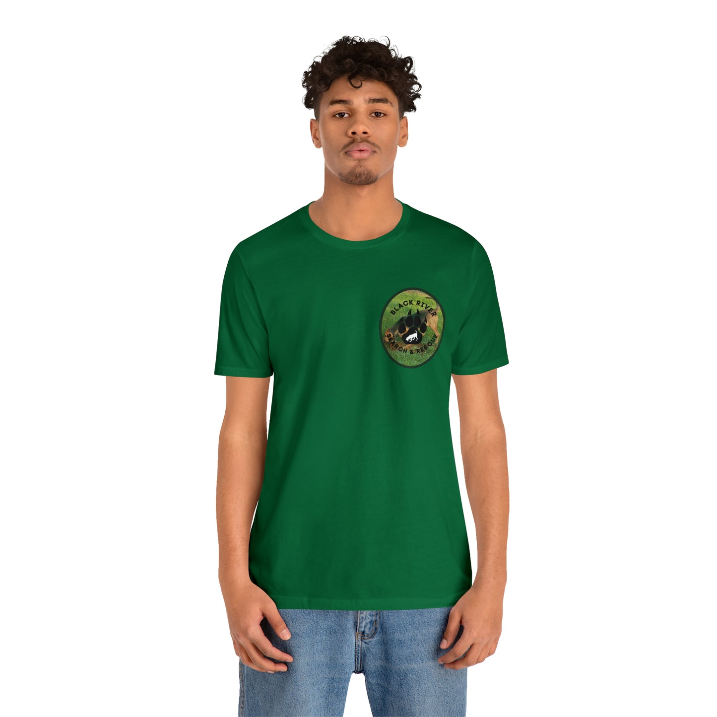 Black River Search & Rescue Logo with Lucy Unisex Jersey Short Sleeve Tee