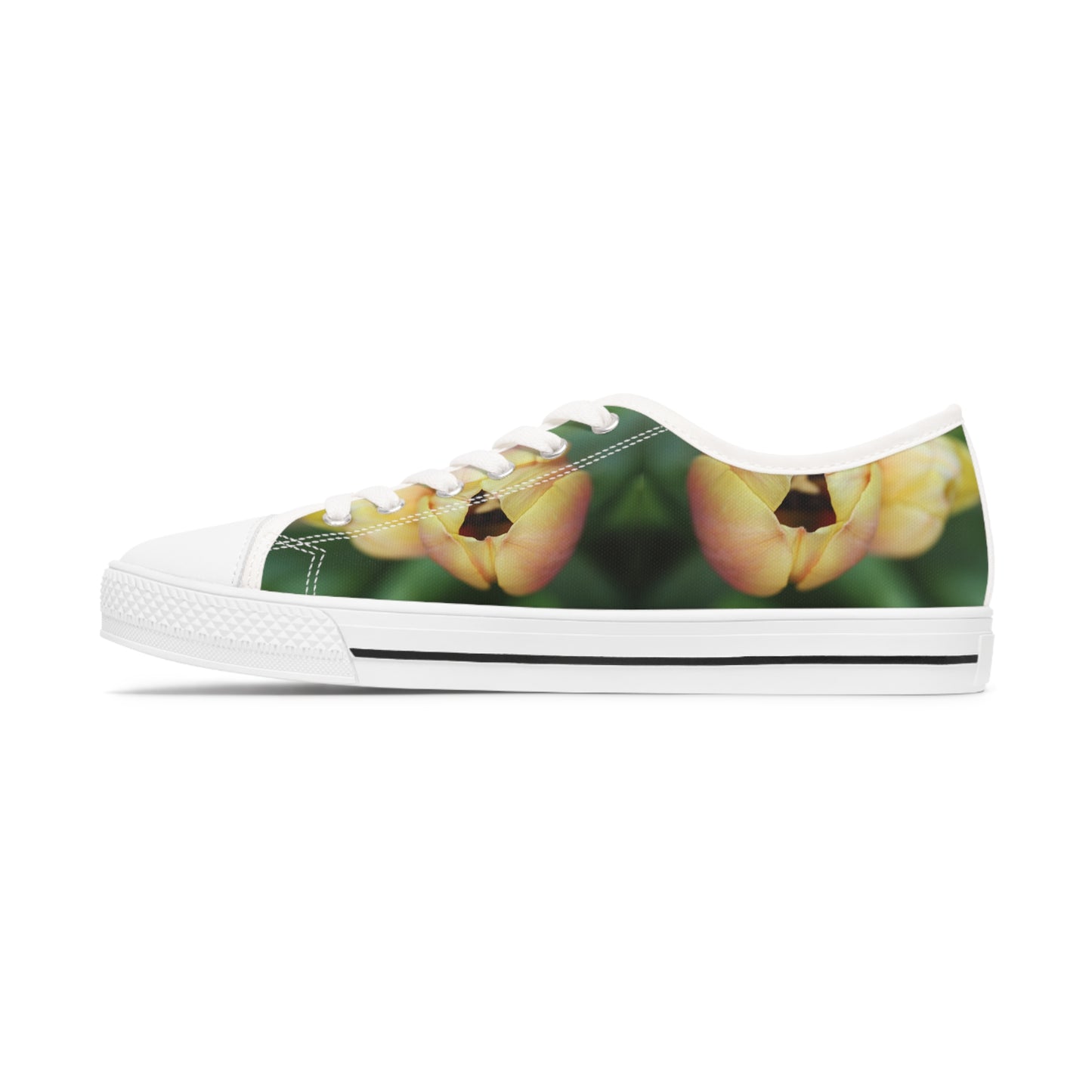 Women's Low Top Sneakers, Tulips, Peach, Yellow, Flowers