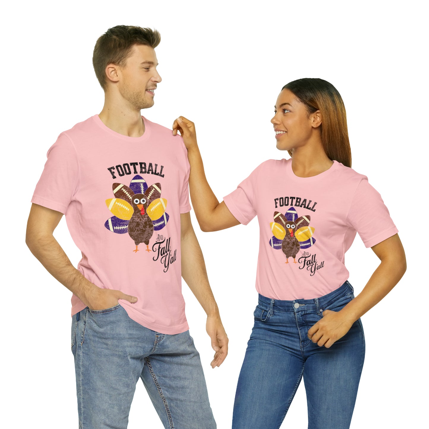 Vintage Purple and Yellow Football and Fall Short Sleeve Tee, Football and turkey shirt, LSU