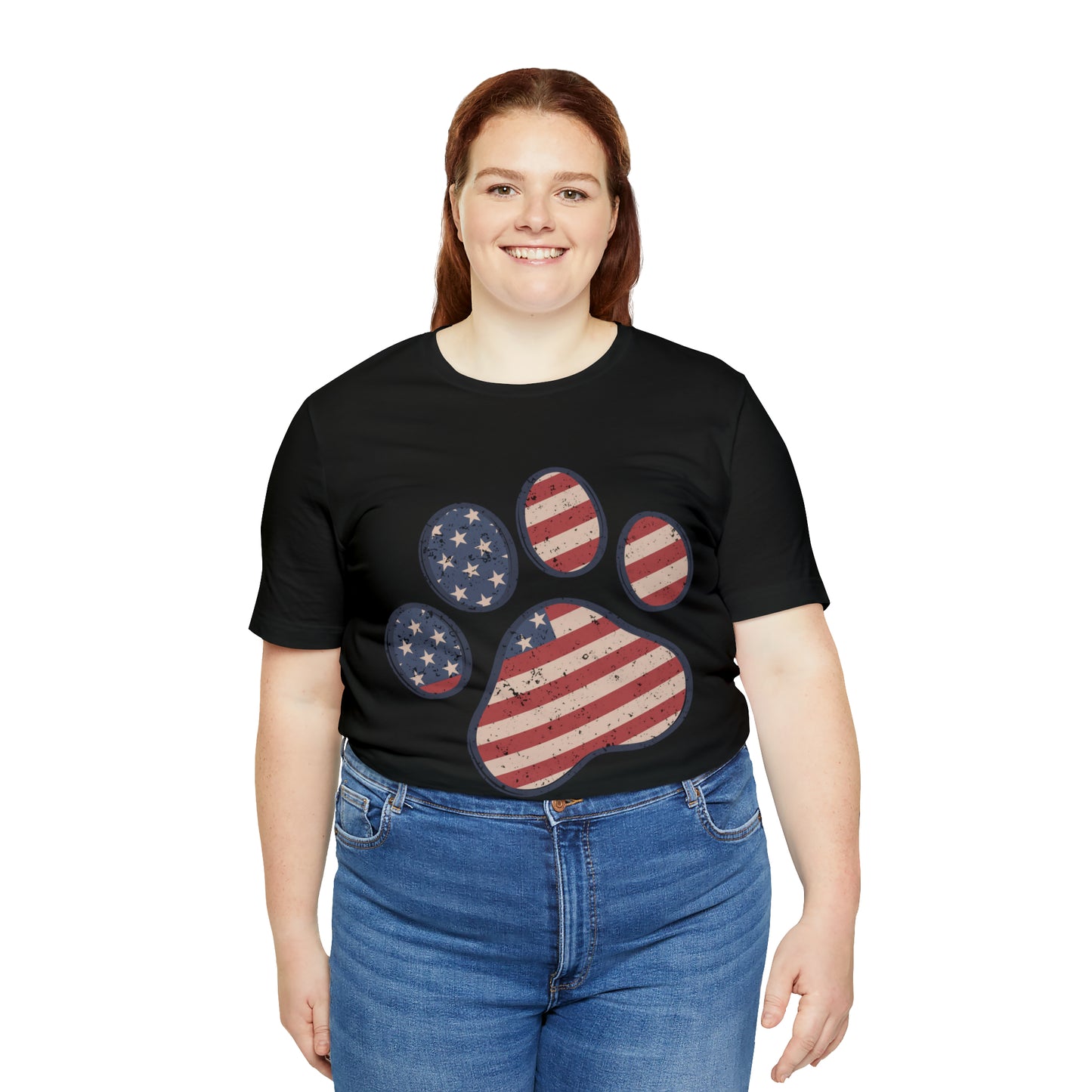 4th of July Pawprint Unisex Jersey Short Sleeve Tee Patriotic American Flag