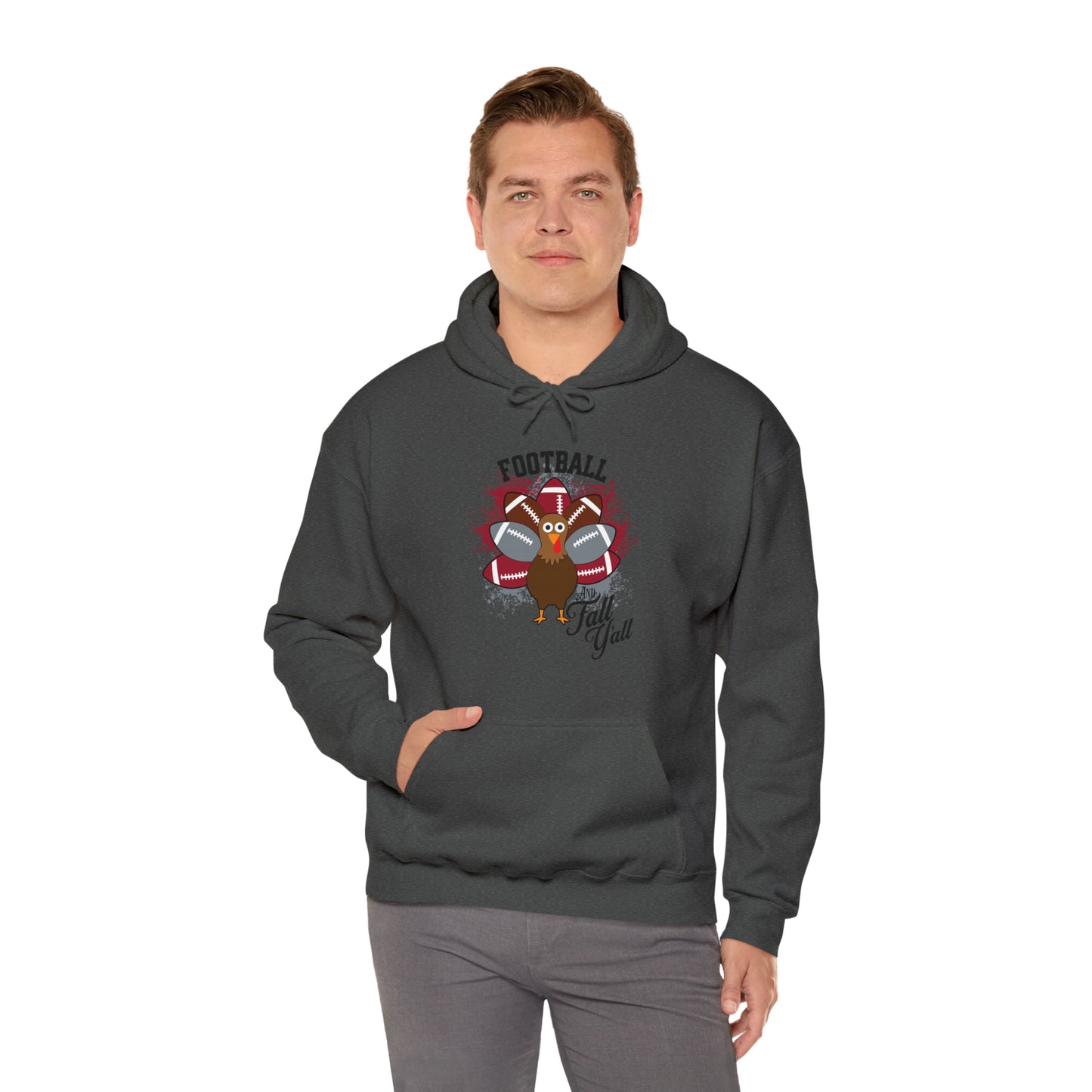 Custom Crimson and Gray Football and Fall Hooded Sweatshirt