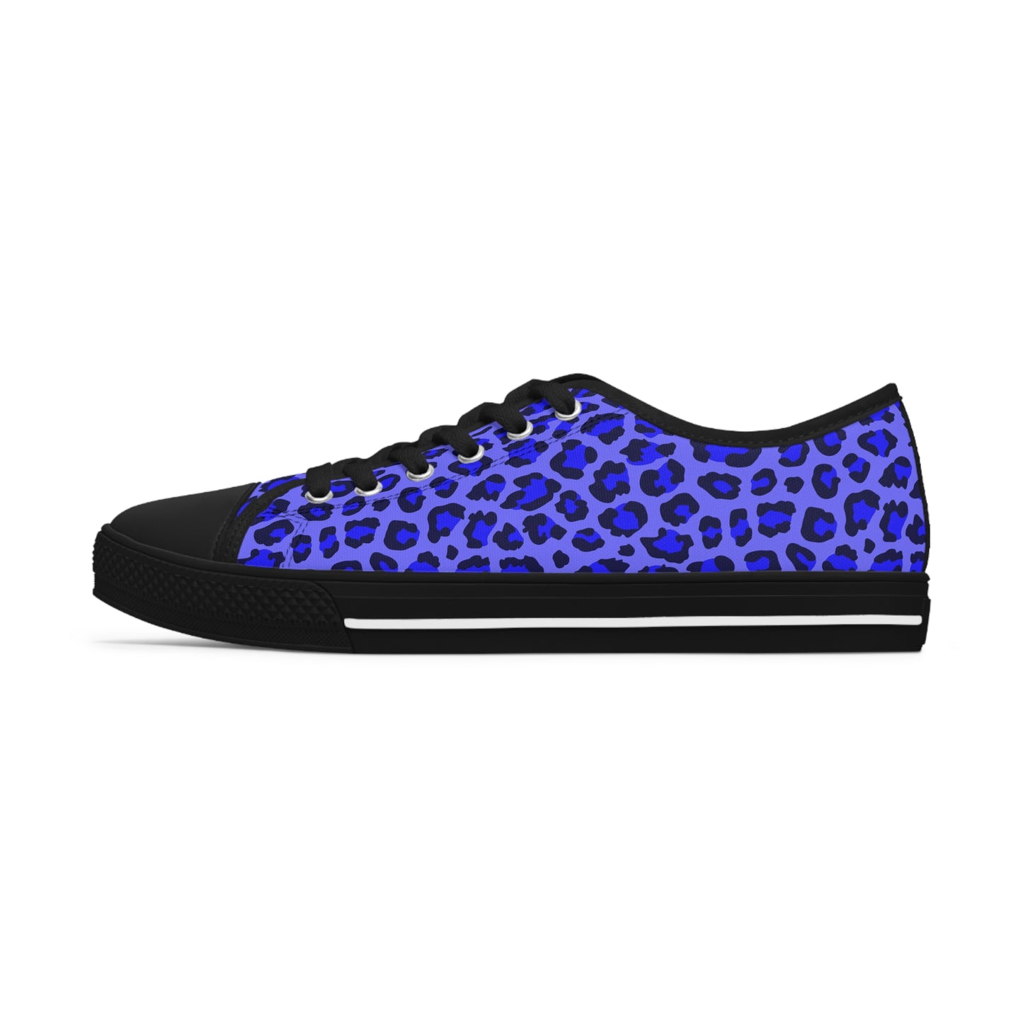 Women's Low Top Sneakers, Blue, Black, leopard