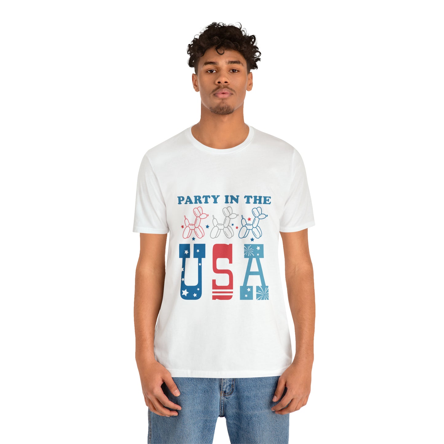 4th of July Party in the USA Unisex Jersey Short Sleeve Tee Patriotic American Flag Retro