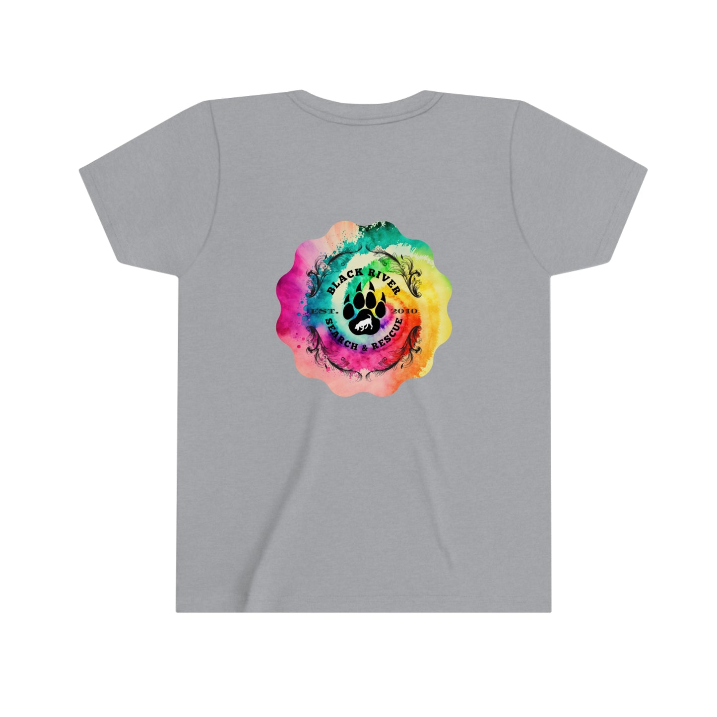 Tie Dye Black River Search & Rescue Logo Youth Short Sleeve Tee