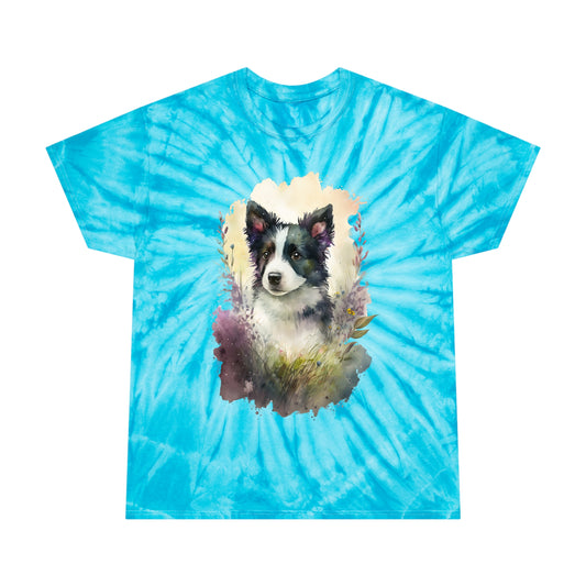 Border Collie pawprint Love Tie-Dye Tee, Cyclone