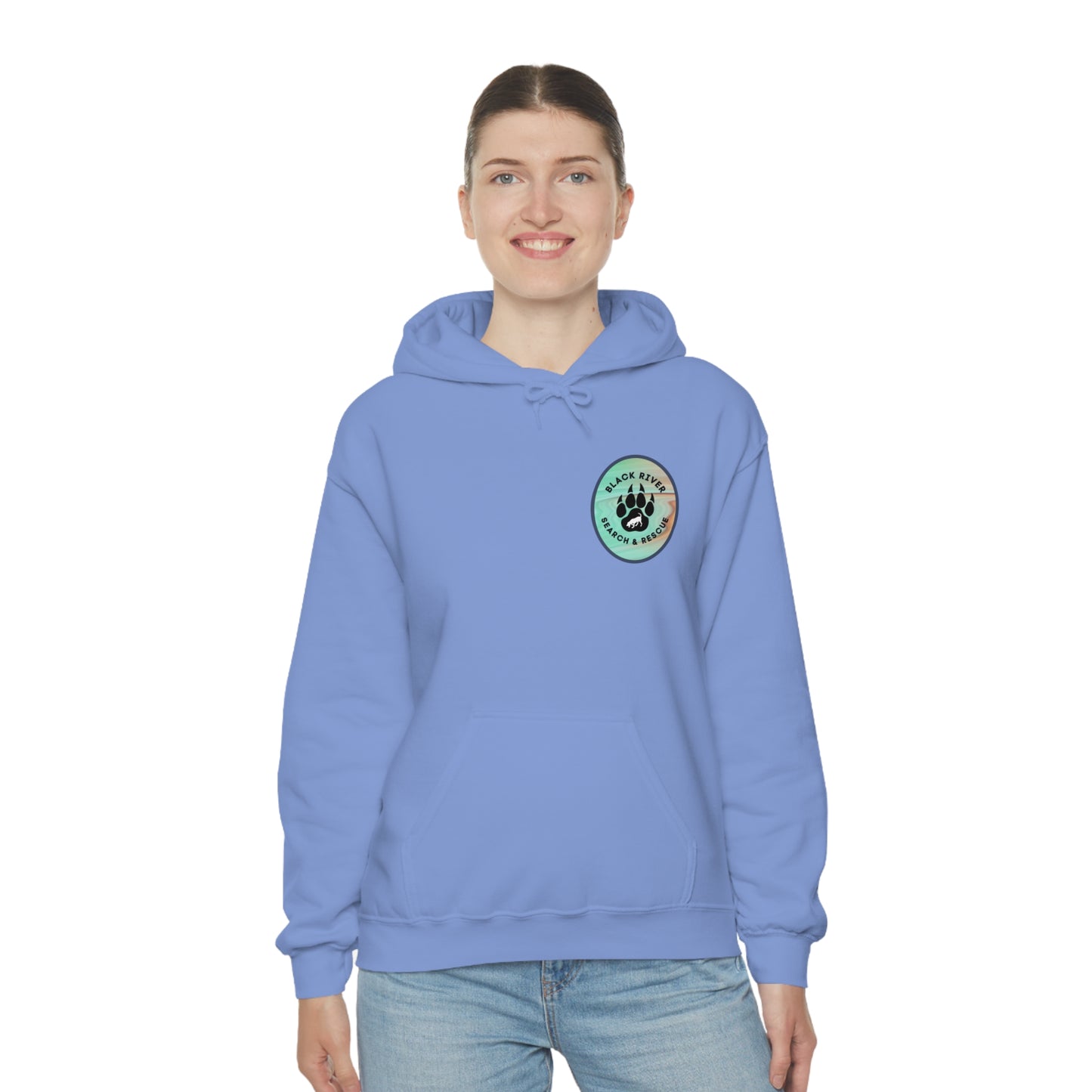 Green and Peach Marble Black River Search & Rescue Logo Unisex Heavy Blend™ Hooded Sweatshirt