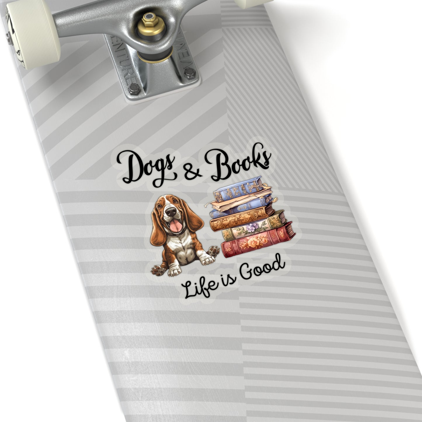 Bassett Hound dogs and Books Kiss-Cut Stickers