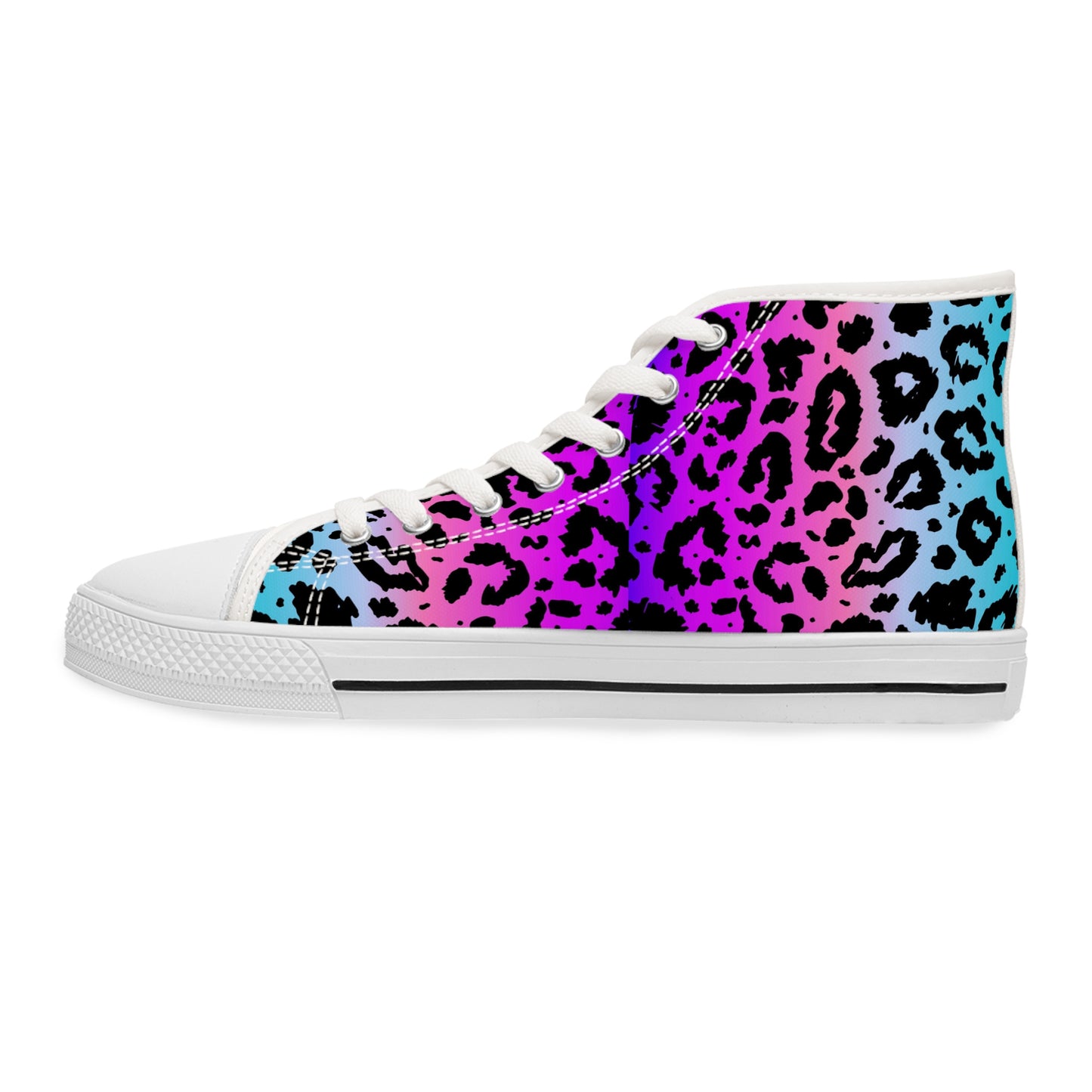 Rainbow Leopard Print Women's High Top Sneakers