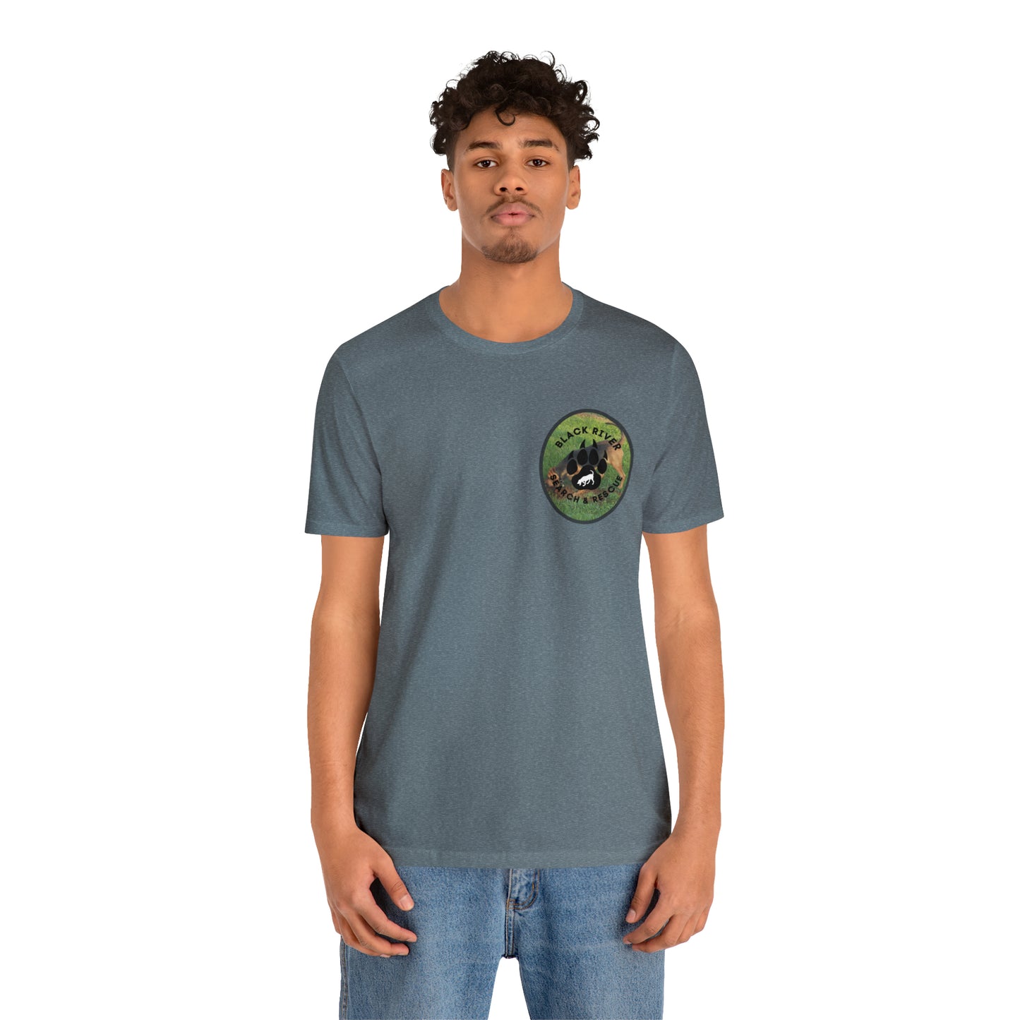 Black River Search & Rescue Logo with Lucy Unisex Jersey Short Sleeve Tee