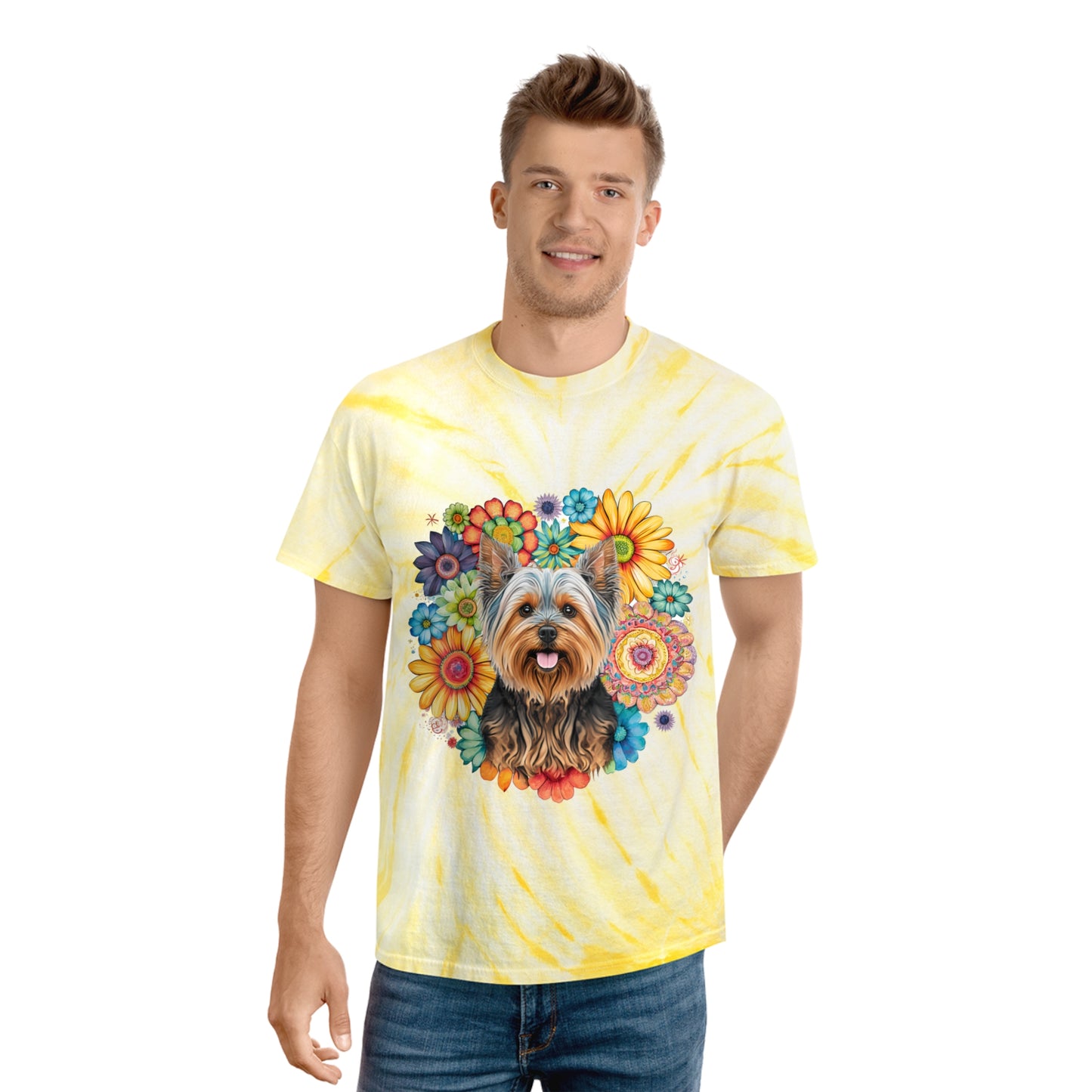 Yorkie pawprint Love Tie-Dye Tee, Cyclone