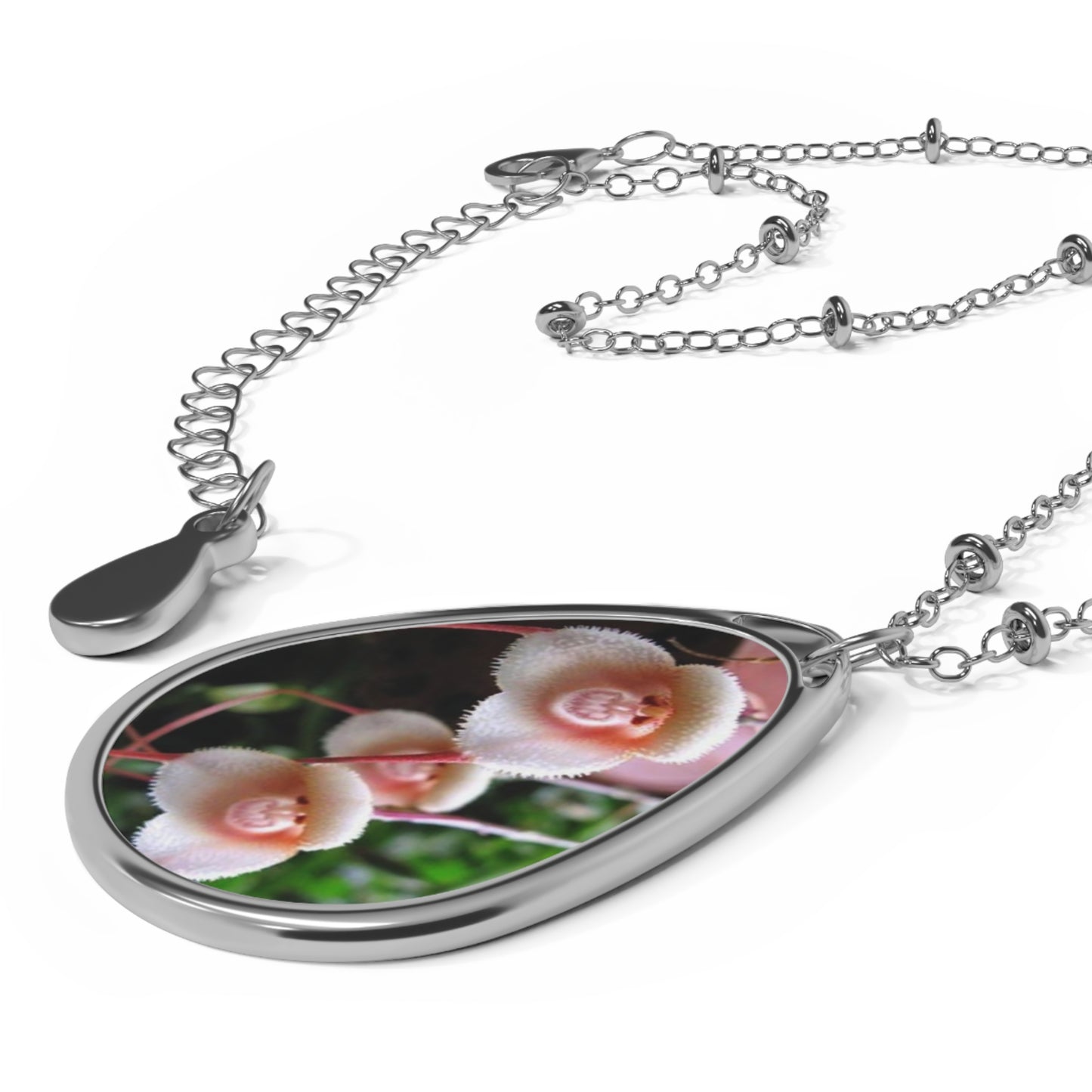 Fun Monkey Orchids Oval Necklace