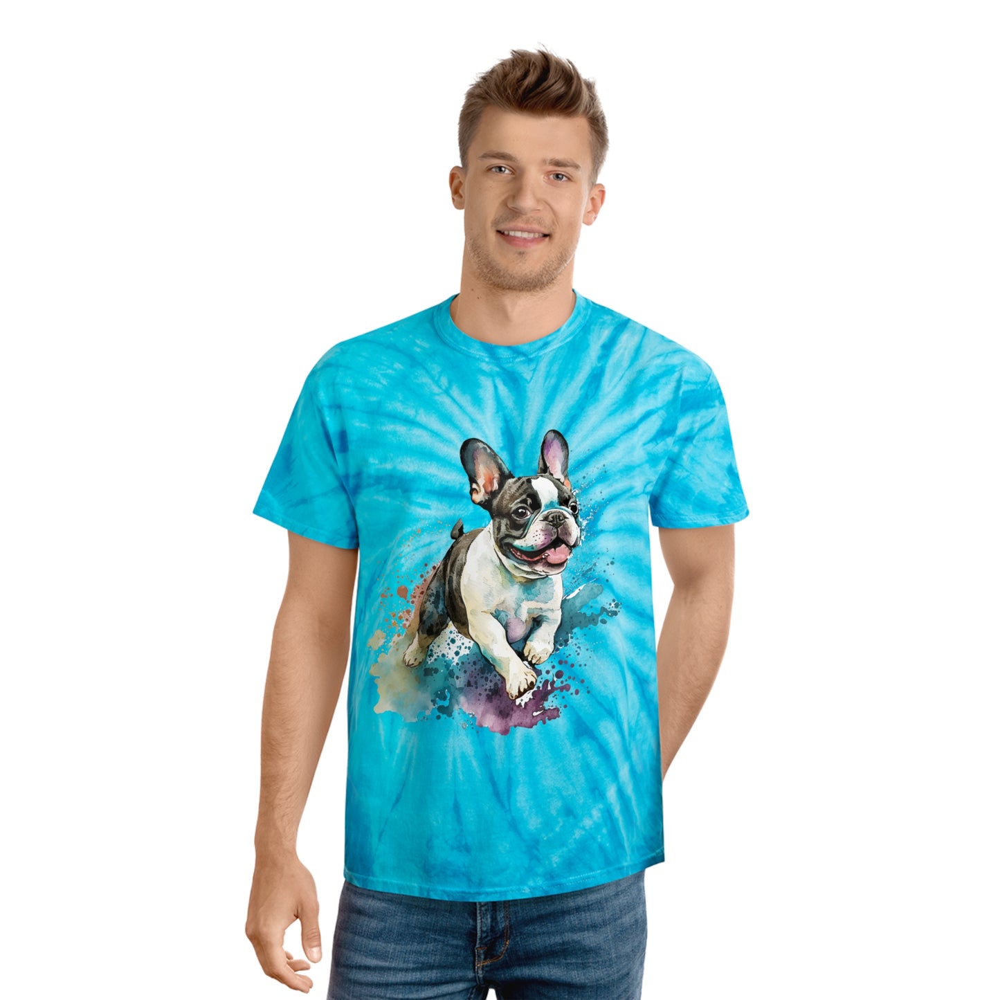 French Bulldog pawprint Love Tie-Dye Tee, Cyclone