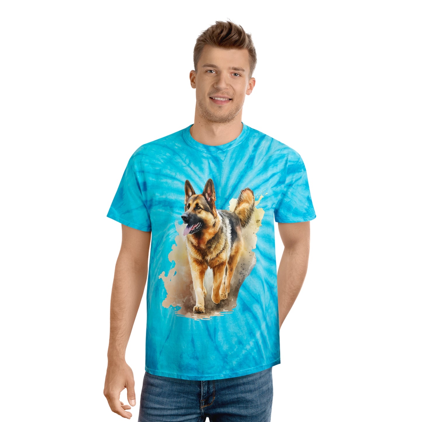 German Shepard pawprint Love Tie-Dye Tee, Cyclone