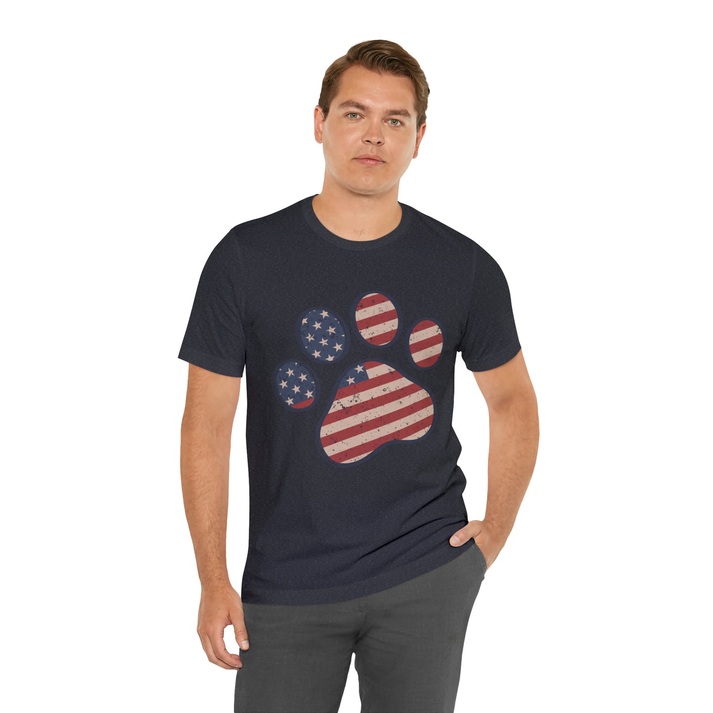 4th of July Pawprint Unisex Jersey Short Sleeve Tee Patriotic American Flag
