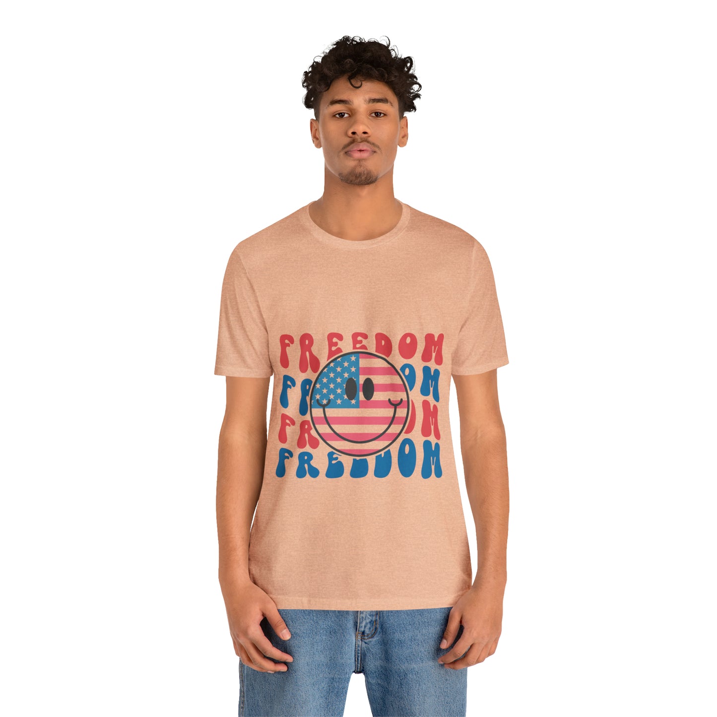 Freedom Smiley Face Flag Unisex Jersey Short Sleeve Tee Patriotic American Flag