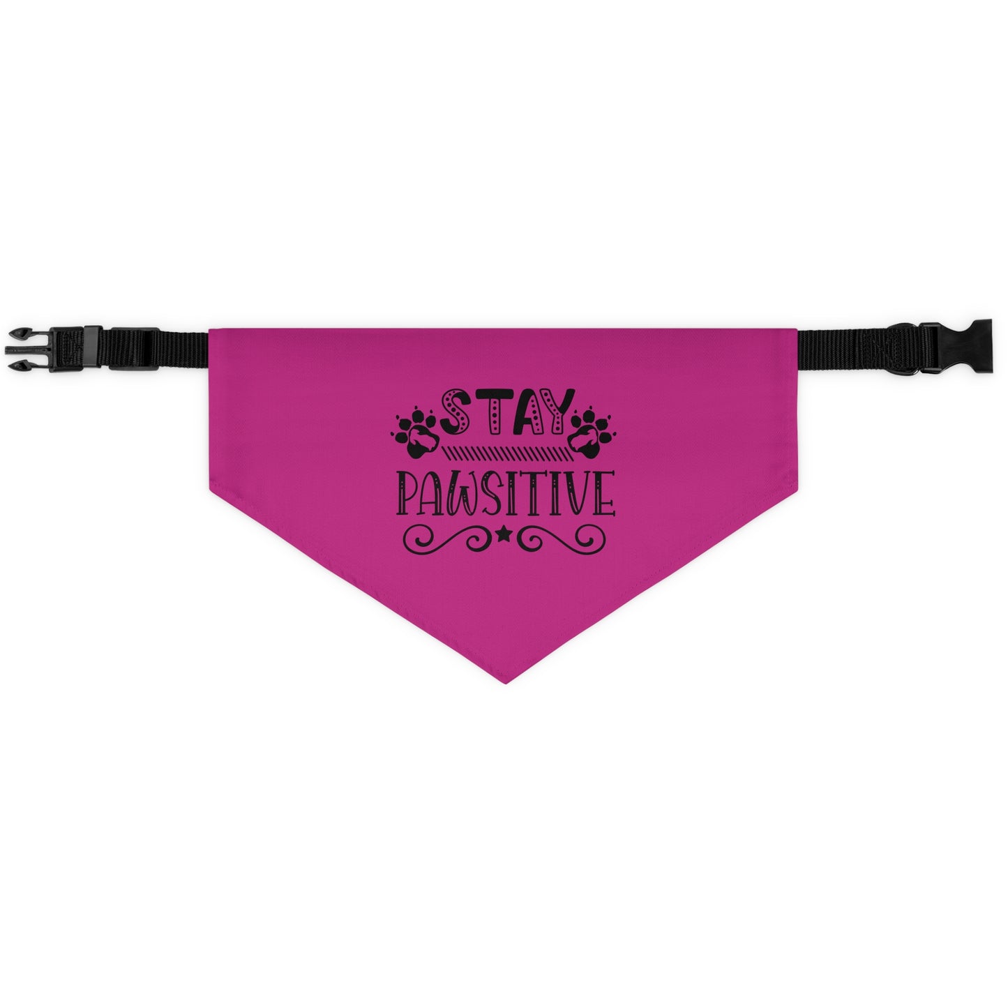 Pet Bandana Collar, Stay Pawsitive, Hot Pink