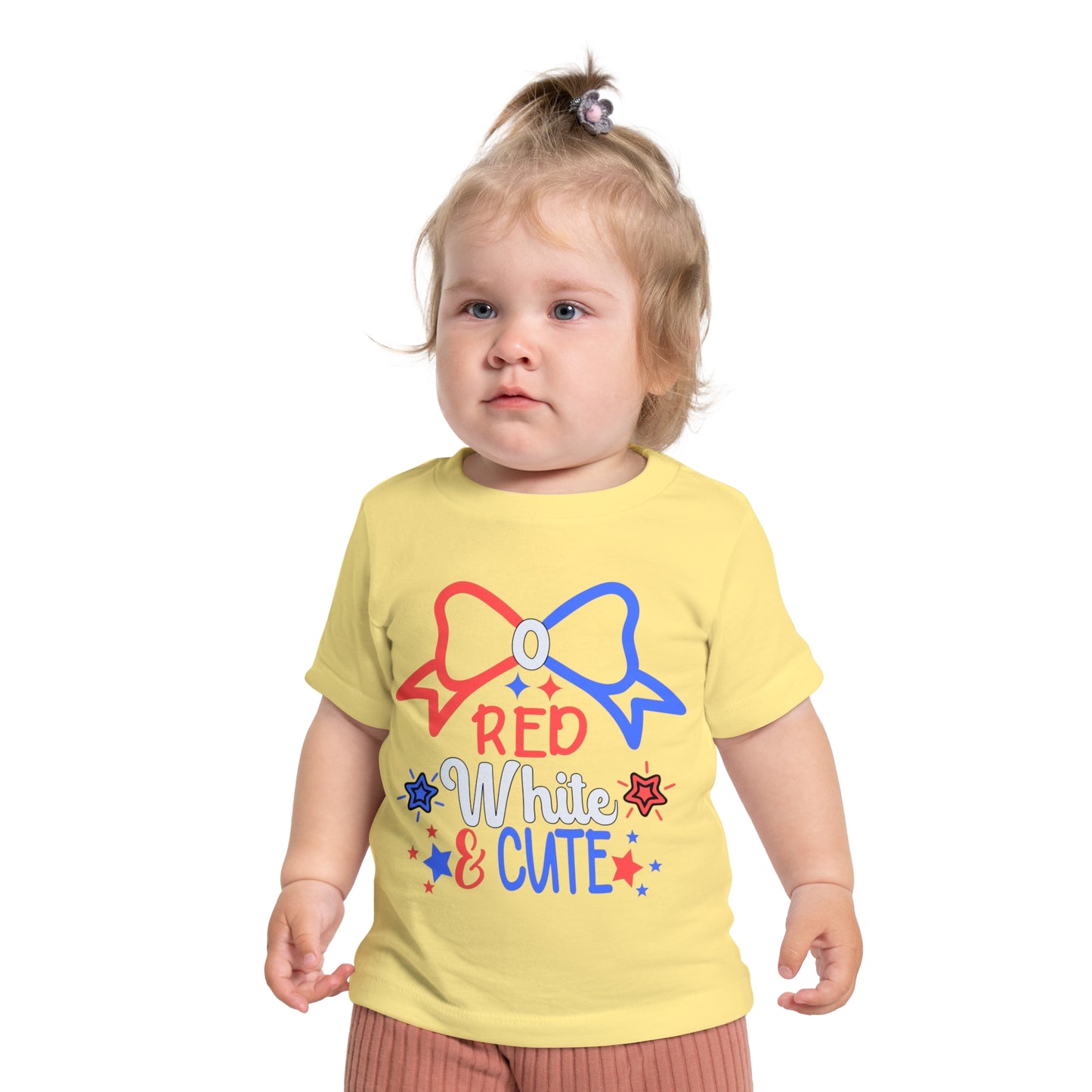 Red White and Cute 4th of July Baby Short Sleeve T-Shirt Patriotic