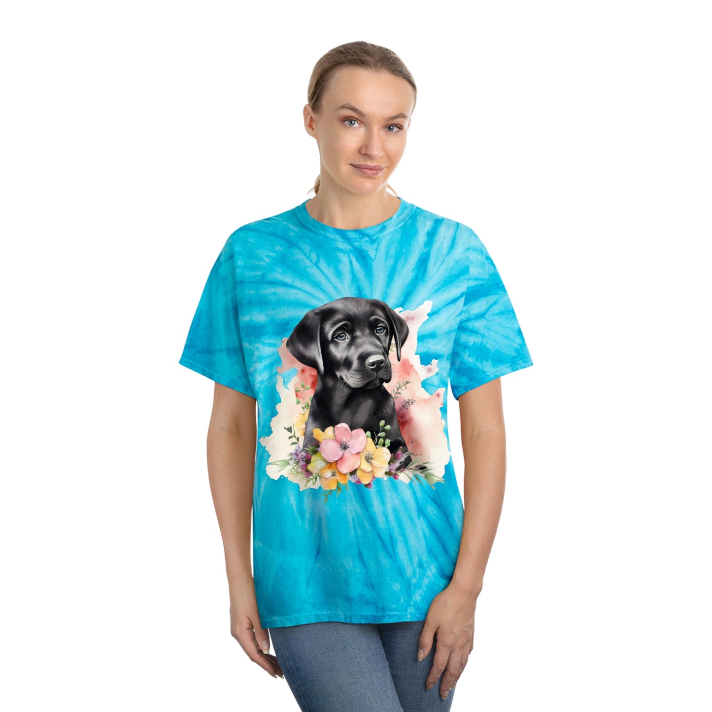 Black Lab pawprint Love Tie-Dye Tee, Cyclone