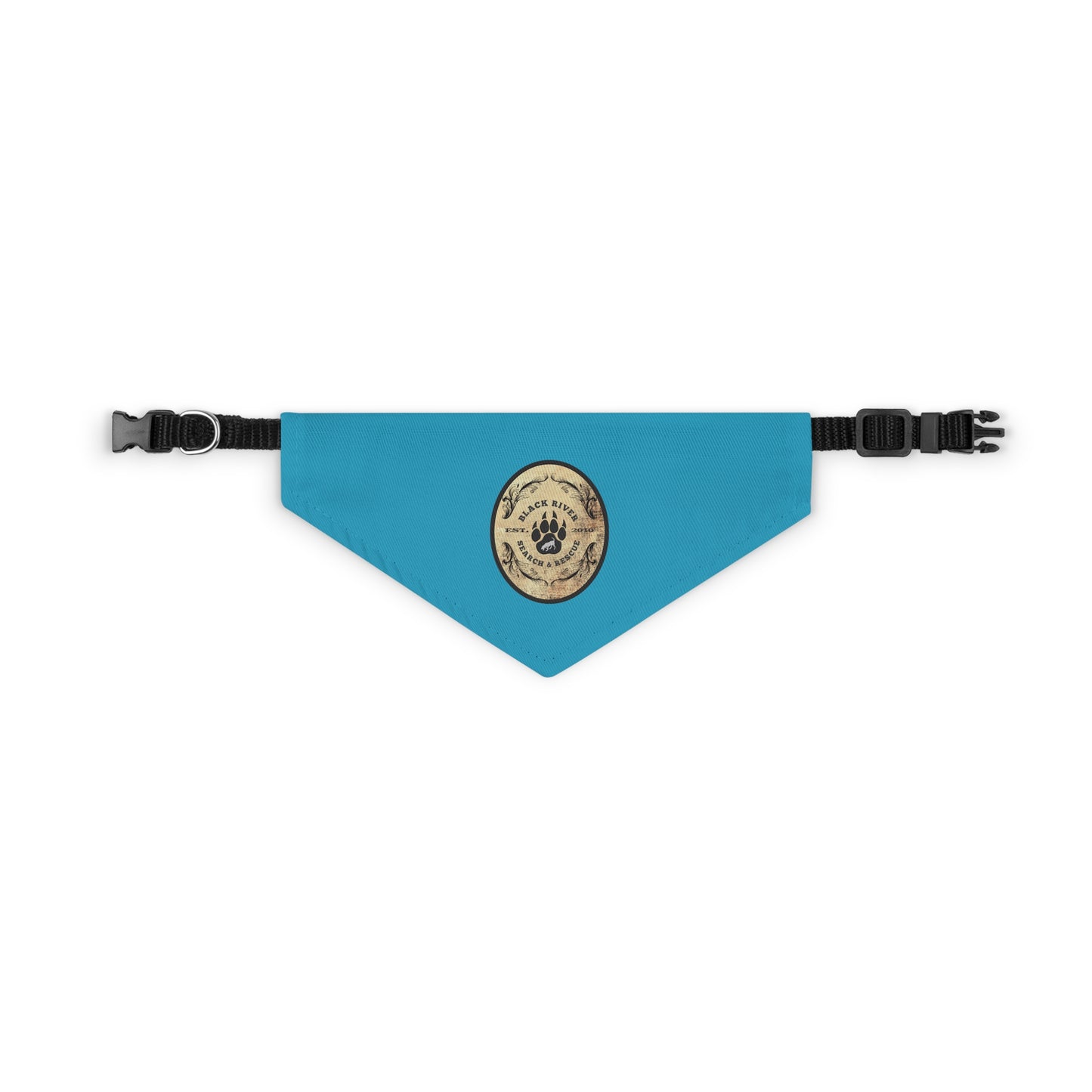 Turquoise Black River Search & Rescue Logo Pet Bandana Collar