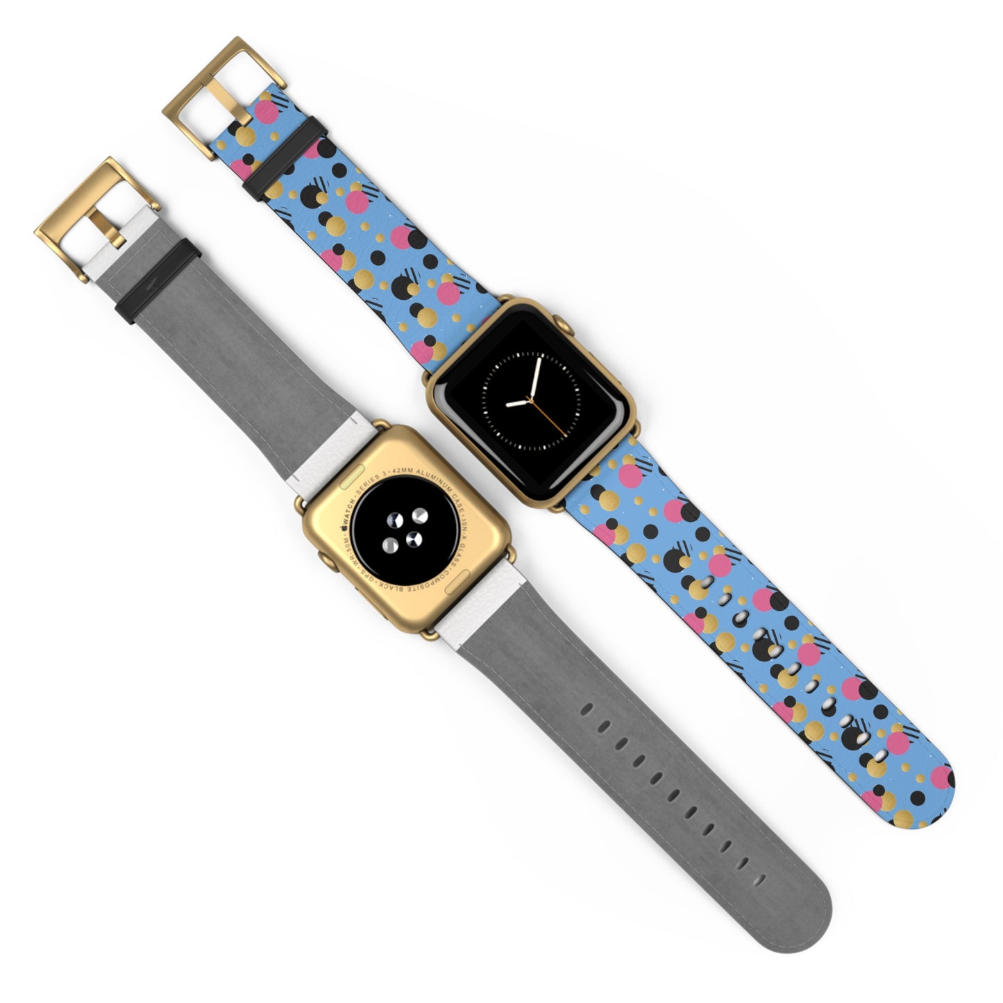 Pink Black Gold Polka Dot light Blue Apple Watch Band