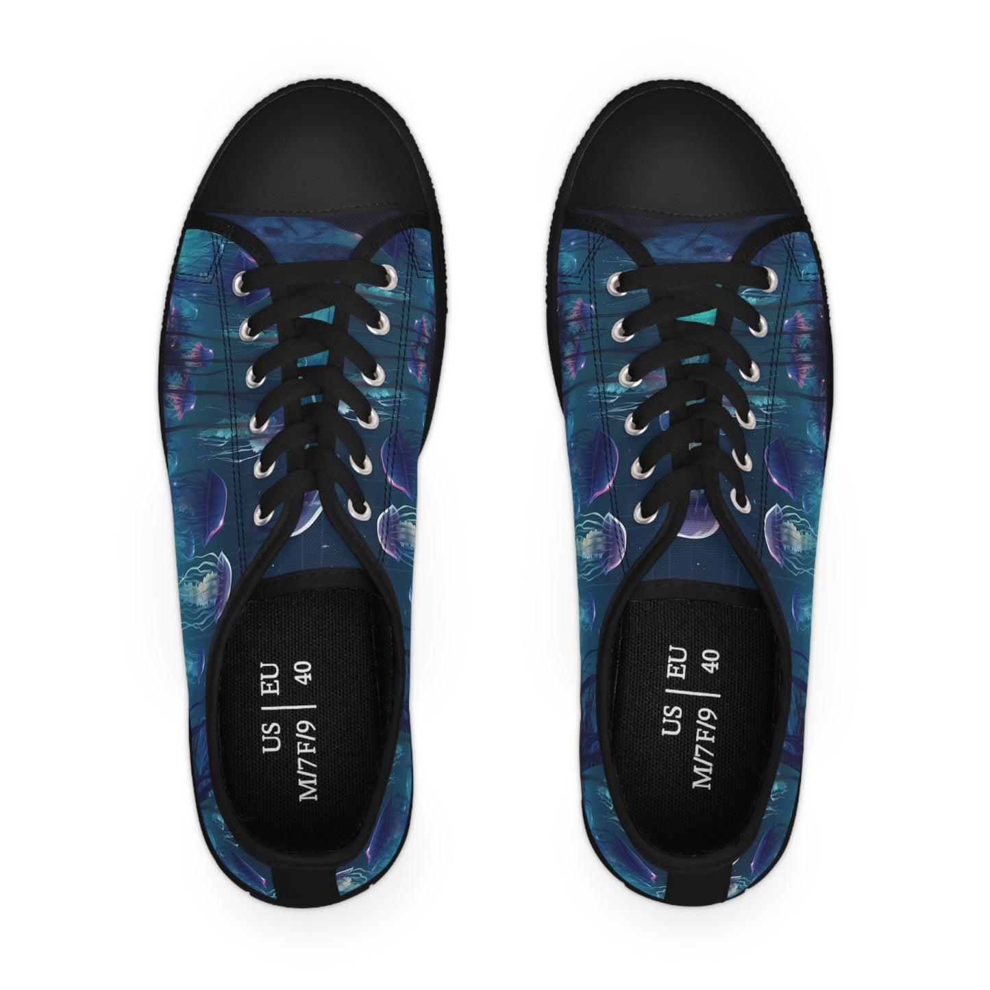 Women's Low Top Sneakers, Jellyfish, Under sea