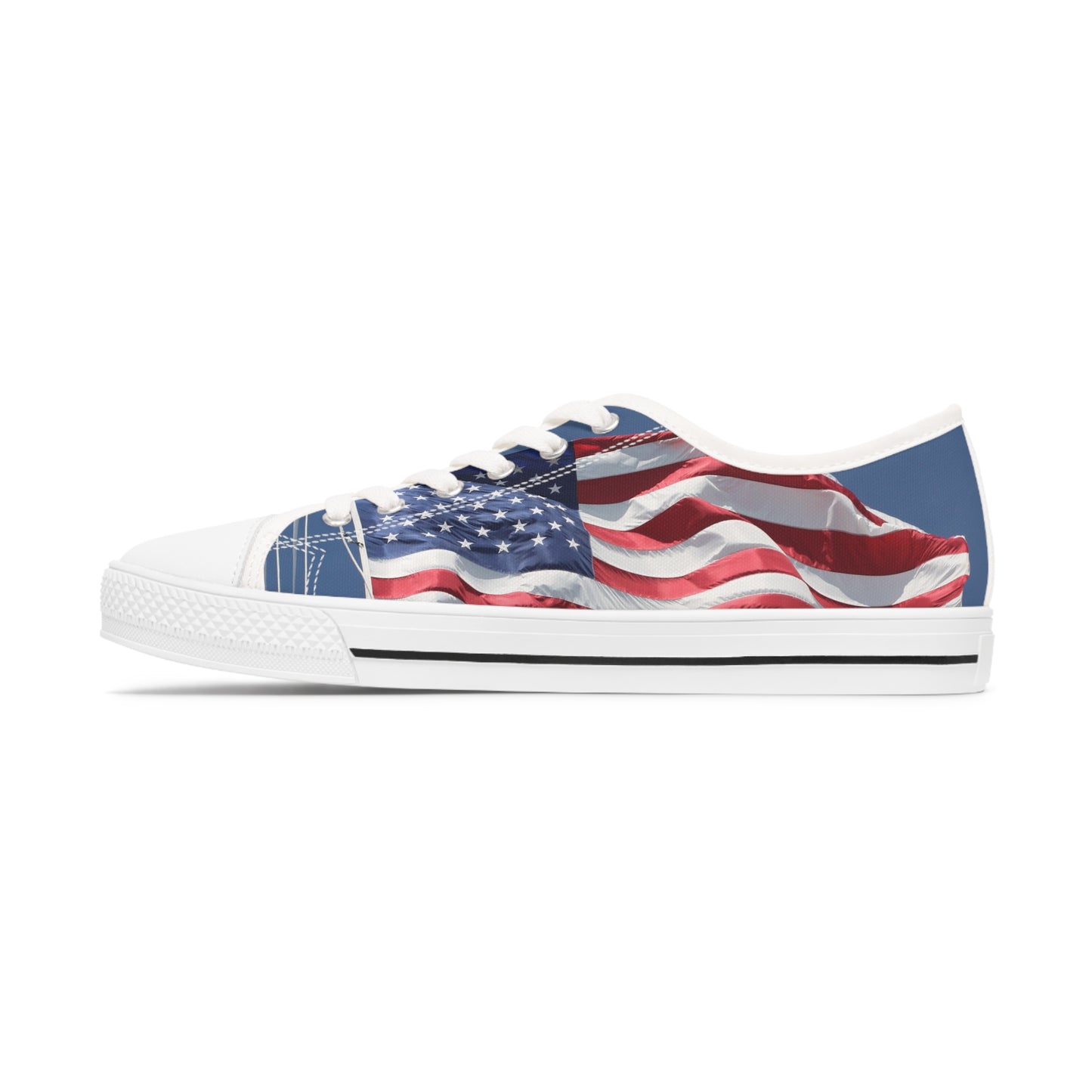 Women's Low Top Sneakers, American Flag, Red, White, Blue, Patriotic, July 4th