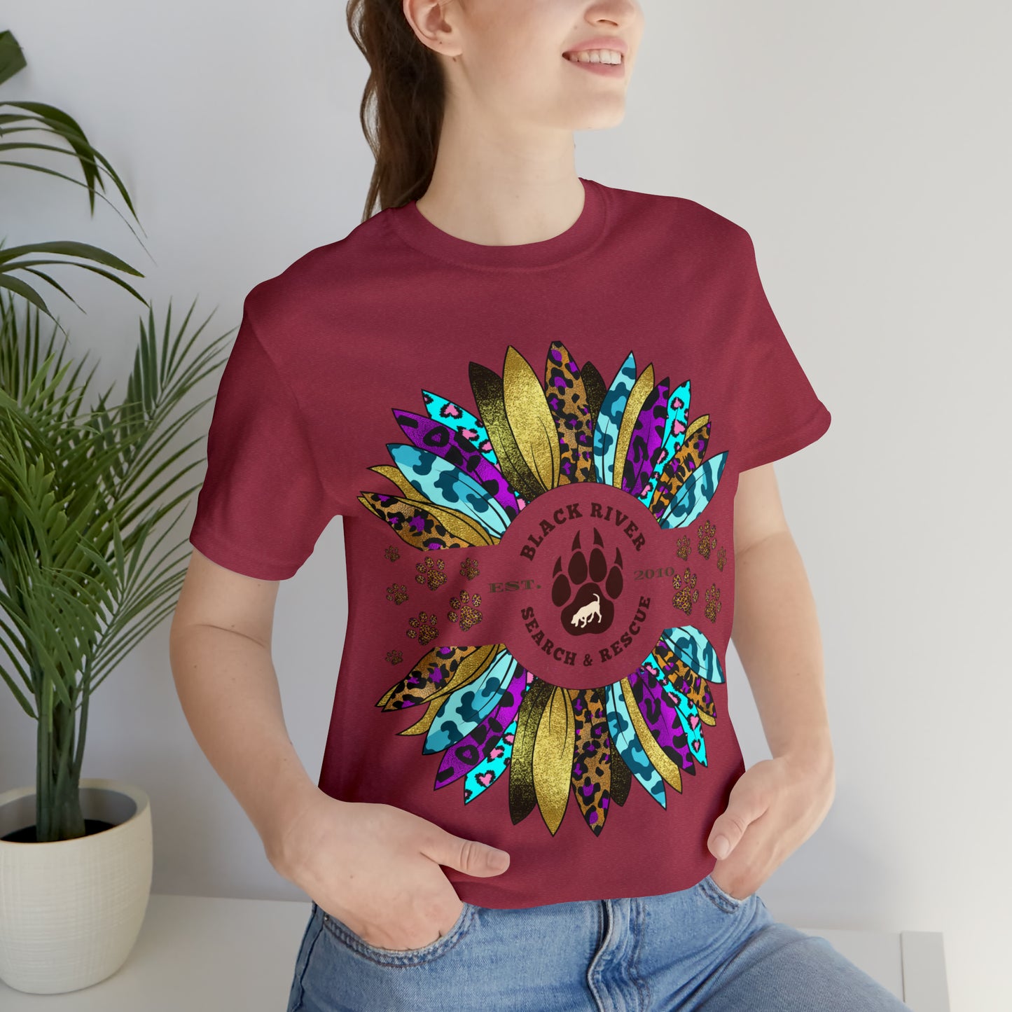 Black River Search & Rescue Logo Multicolor Sunflower Unisex Jersey Short Sleeve Tee