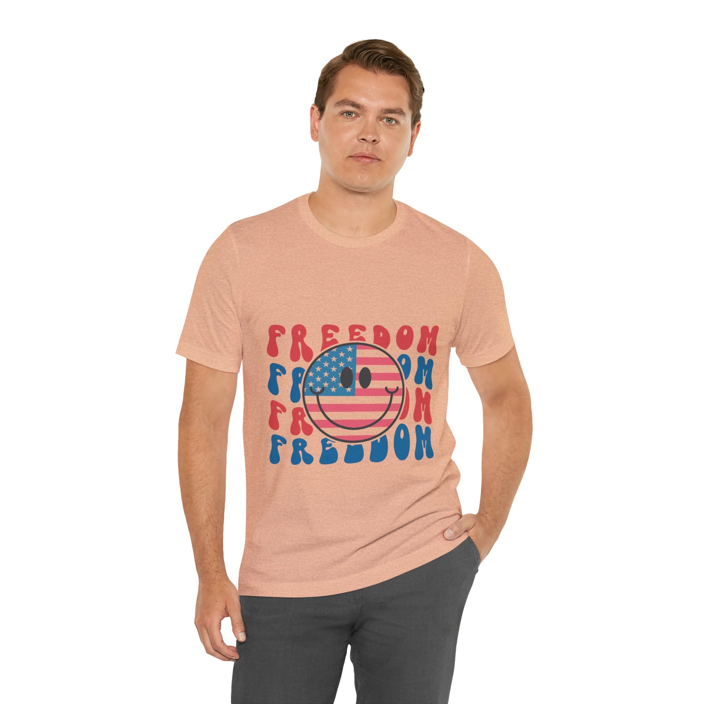 Freedom Smiley Face Flag Unisex Jersey Short Sleeve Tee Patriotic American Flag