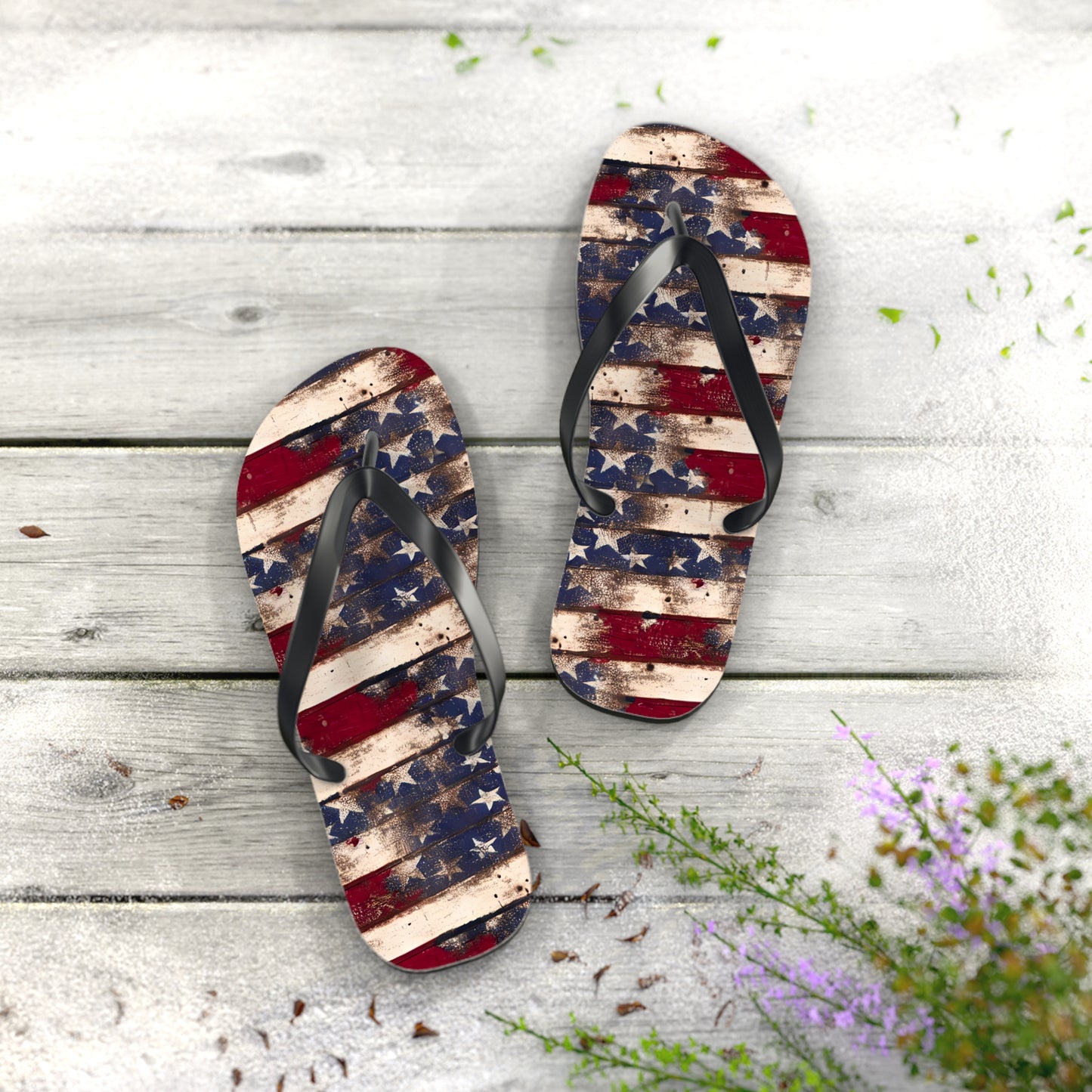 Distressed Retro Flag Flip Flops