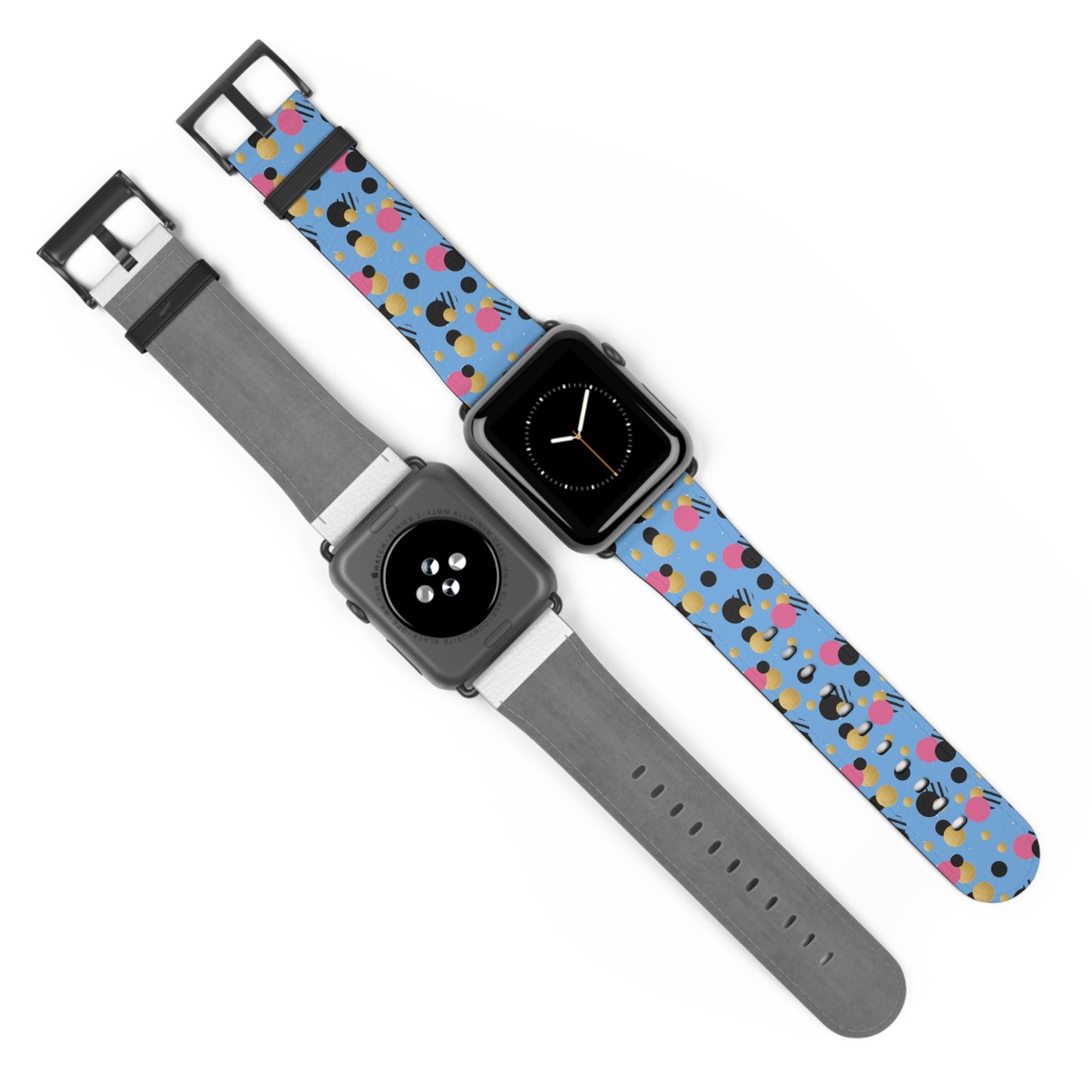 Pink Black Gold Polka Dot light Blue Apple Watch Band