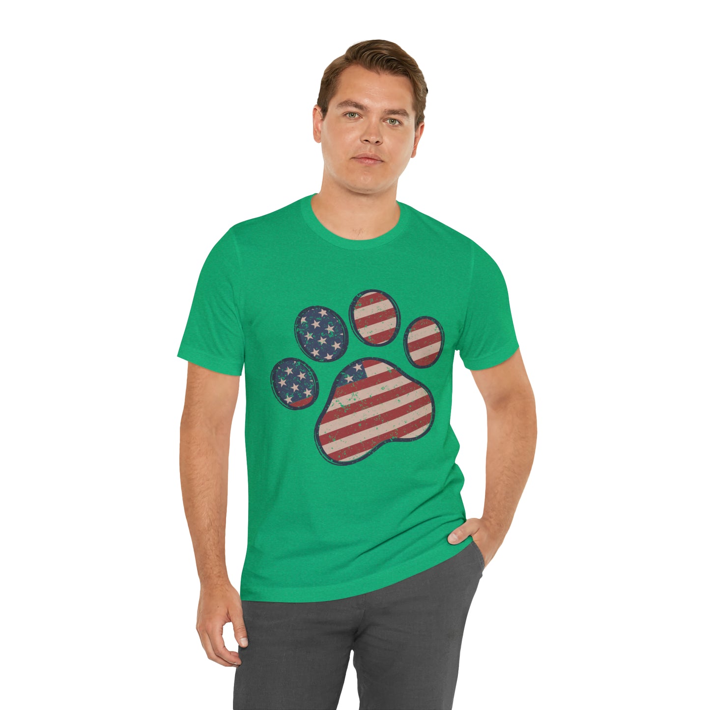 4th of July Pawprint Unisex Jersey Short Sleeve Tee Patriotic American Flag