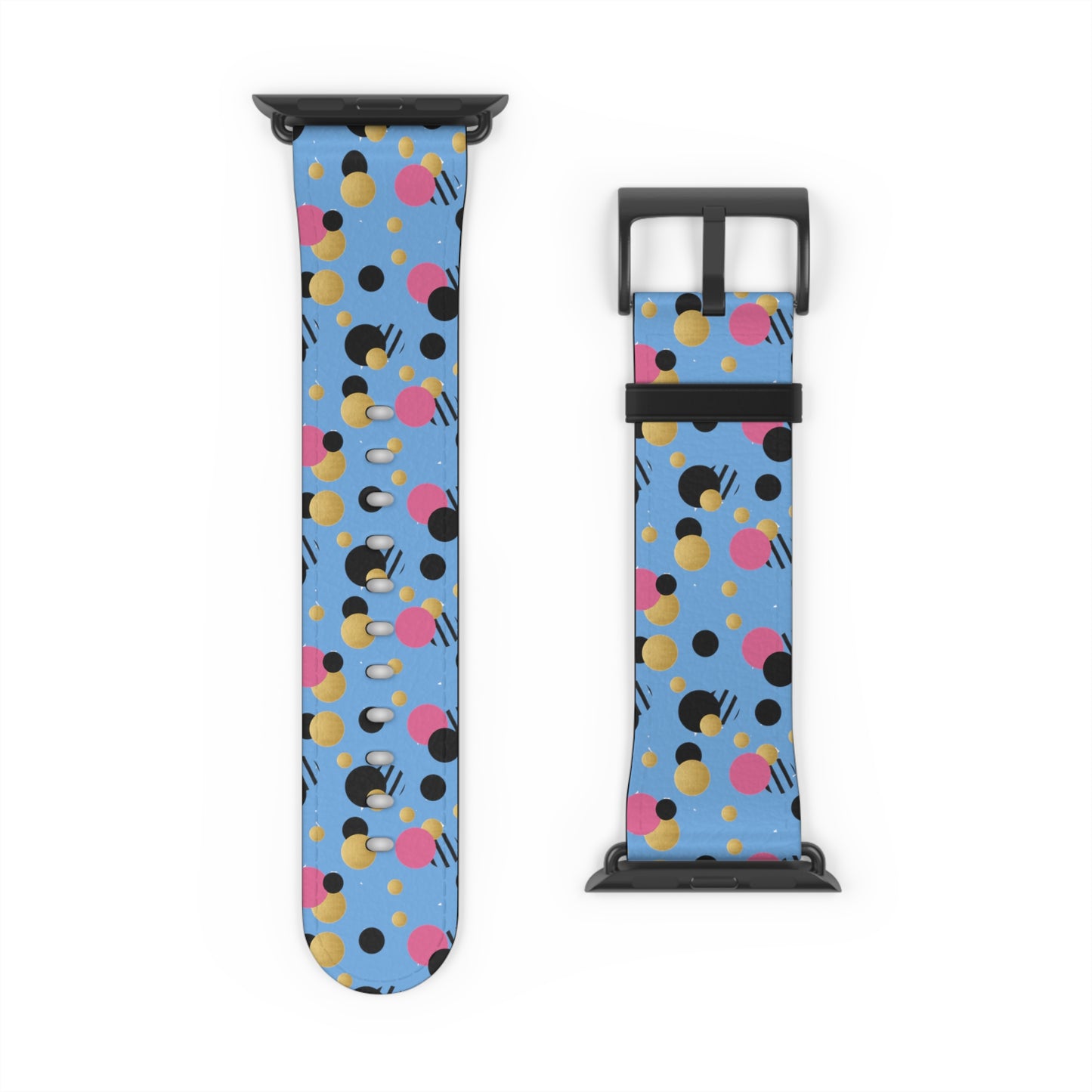 Pink Black Gold Polka Dot light Blue Apple Watch Band