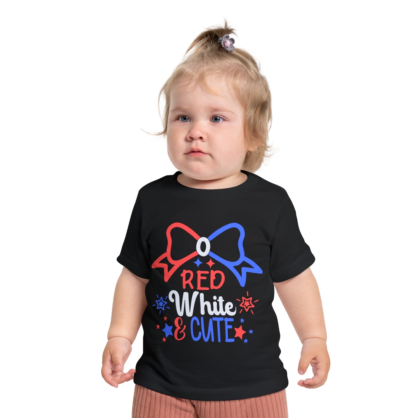 Red White and Cute 4th of July Baby Short Sleeve T-Shirt Patriotic