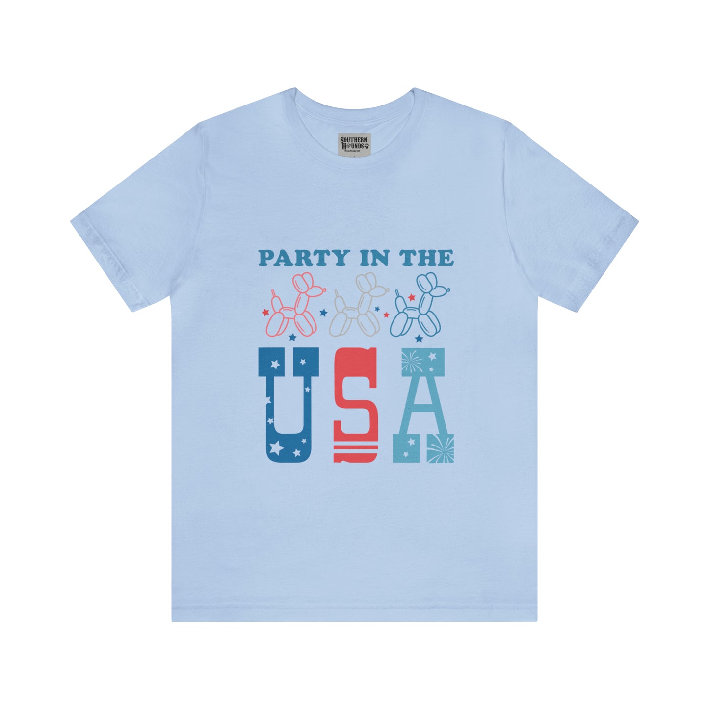 4th of July Party in the USA Unisex Jersey Short Sleeve Tee Patriotic American Flag Retro