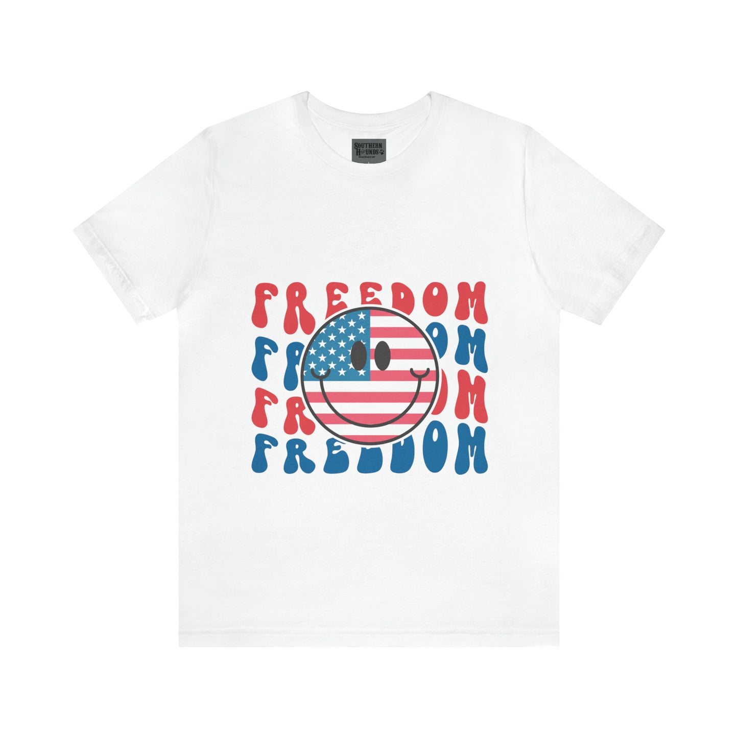 Freedom Smiley Face Flag Unisex Jersey Short Sleeve Tee Patriotic American Flag