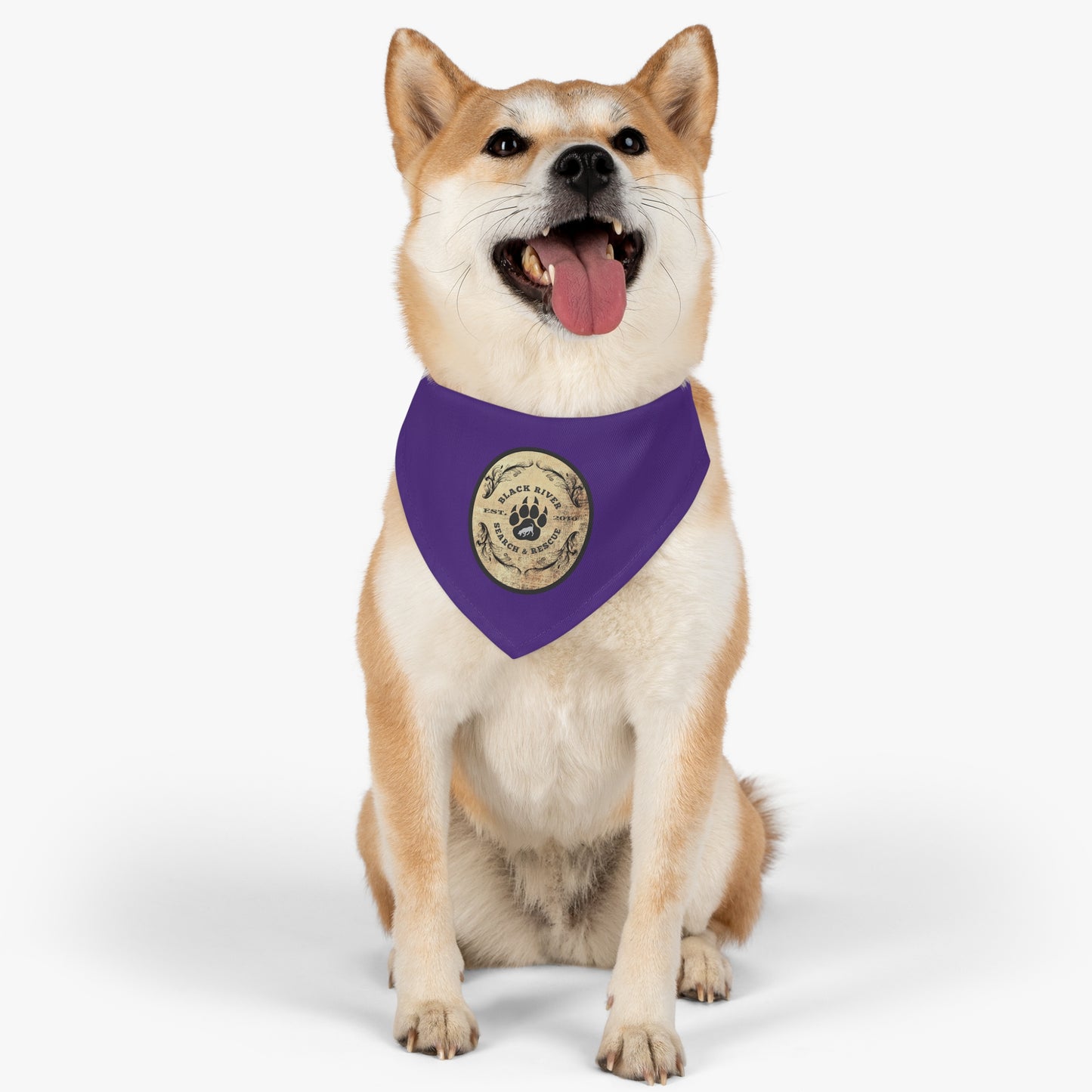 Purple Black River Search & Rescue Logo Pet Bandana Collar