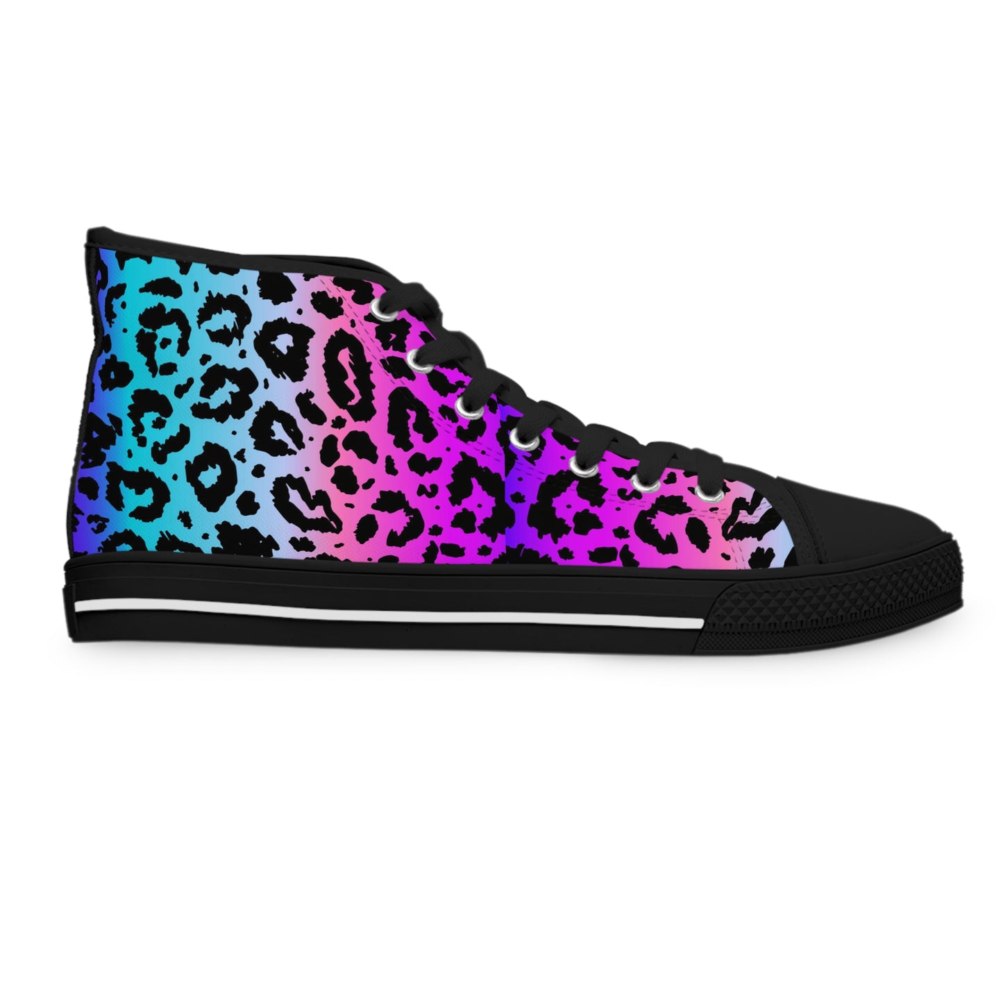 Rainbow Leopard Print Women's High Top Sneakers